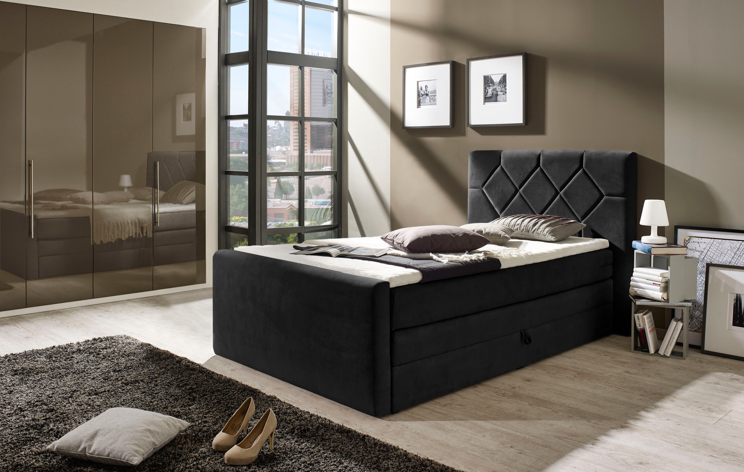 Home affaire Boxspringbett "Atlanta" inklusive Topper und Bettkasten