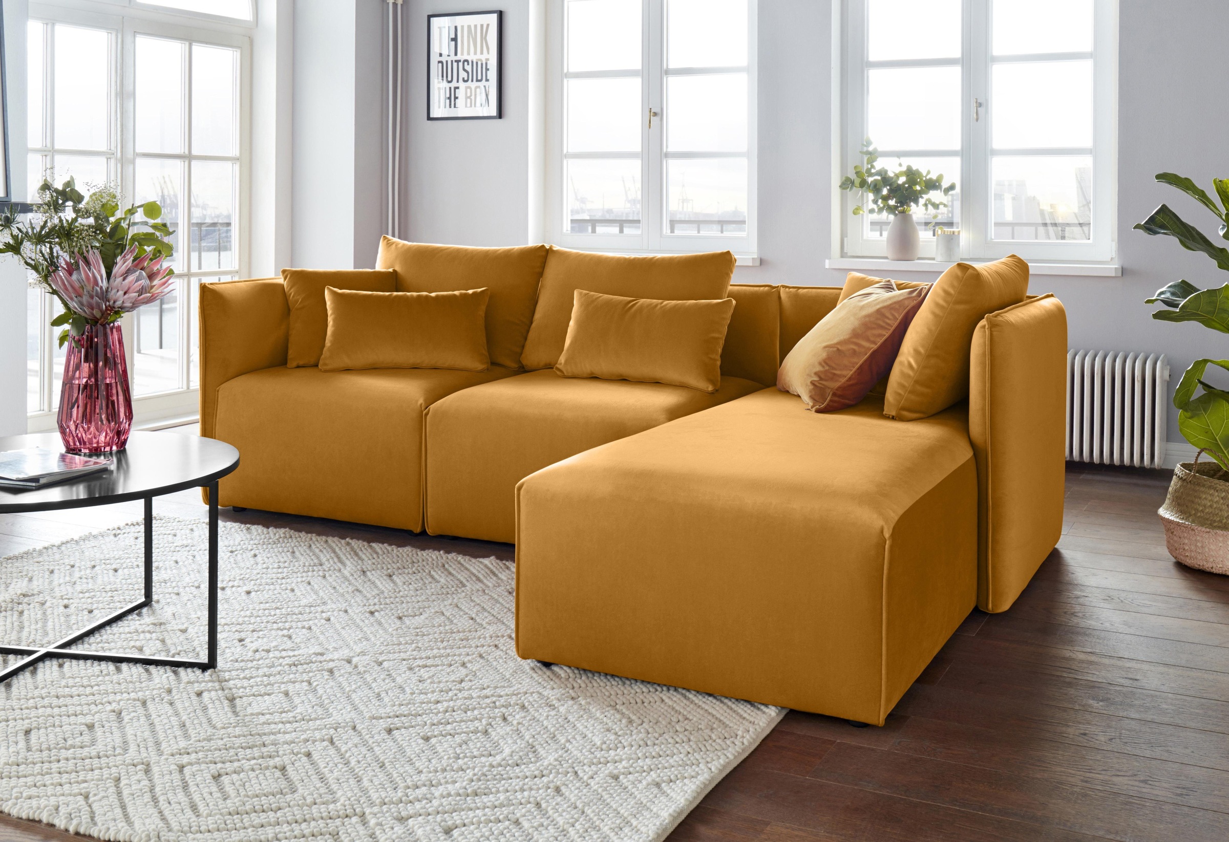 elbgestoeber Ecksofa »Elbdock«, (3 St.), zusammengesetzt aus Modulen, in vielen Bezugsqualitäten und Farben