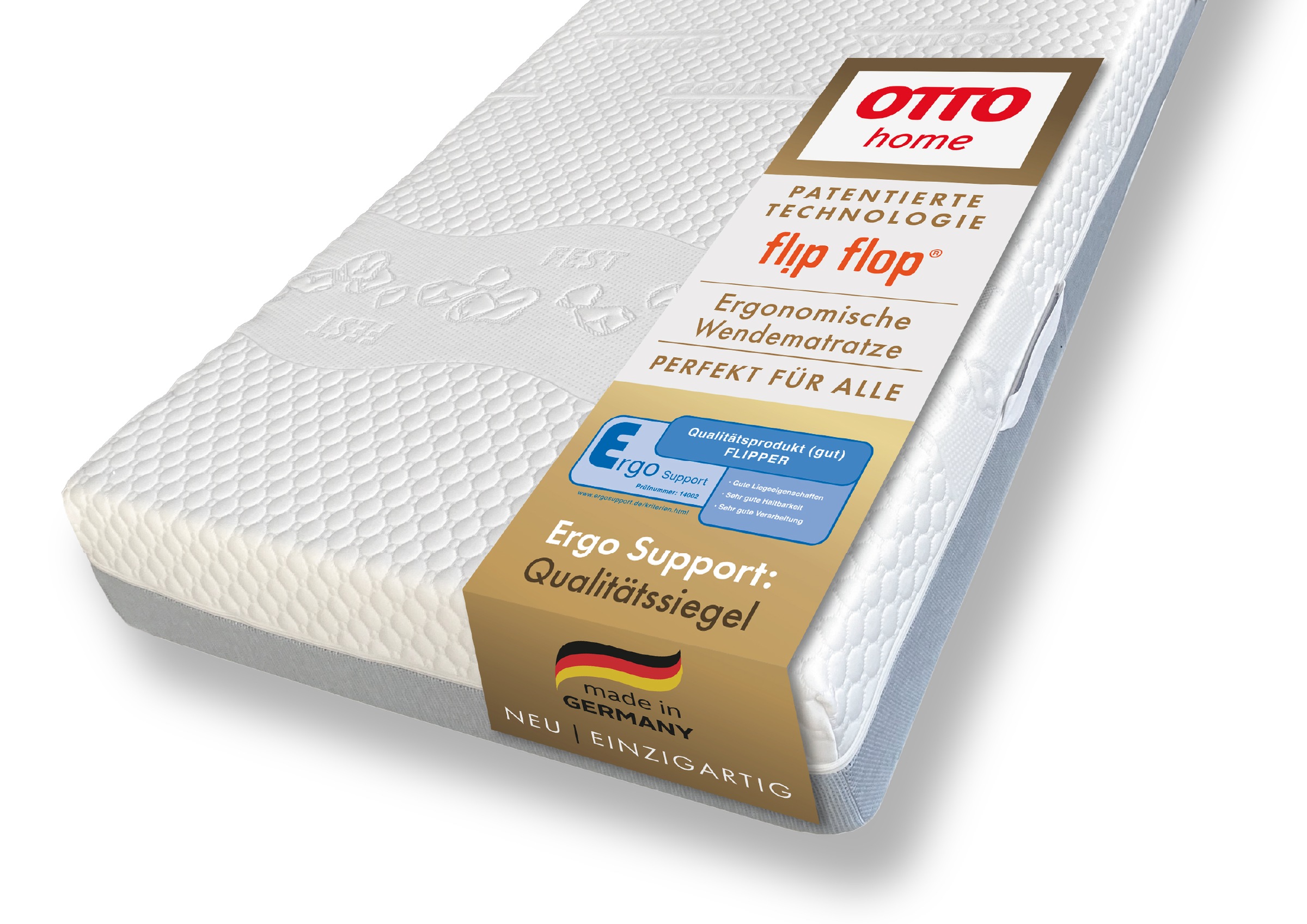 GOODproduct Hybridschaum-Matratze "Flipper, 90x200 cm, 140x200 cm & mehr, langlebige Qualität (RG 39)" 19 cm hoch Raumgewicht: 39 kg/m³ 1 Stk. tlg. besondere, ergonomische Schulterzone, H2+3/H3+4/H4+H5, Wendematratze