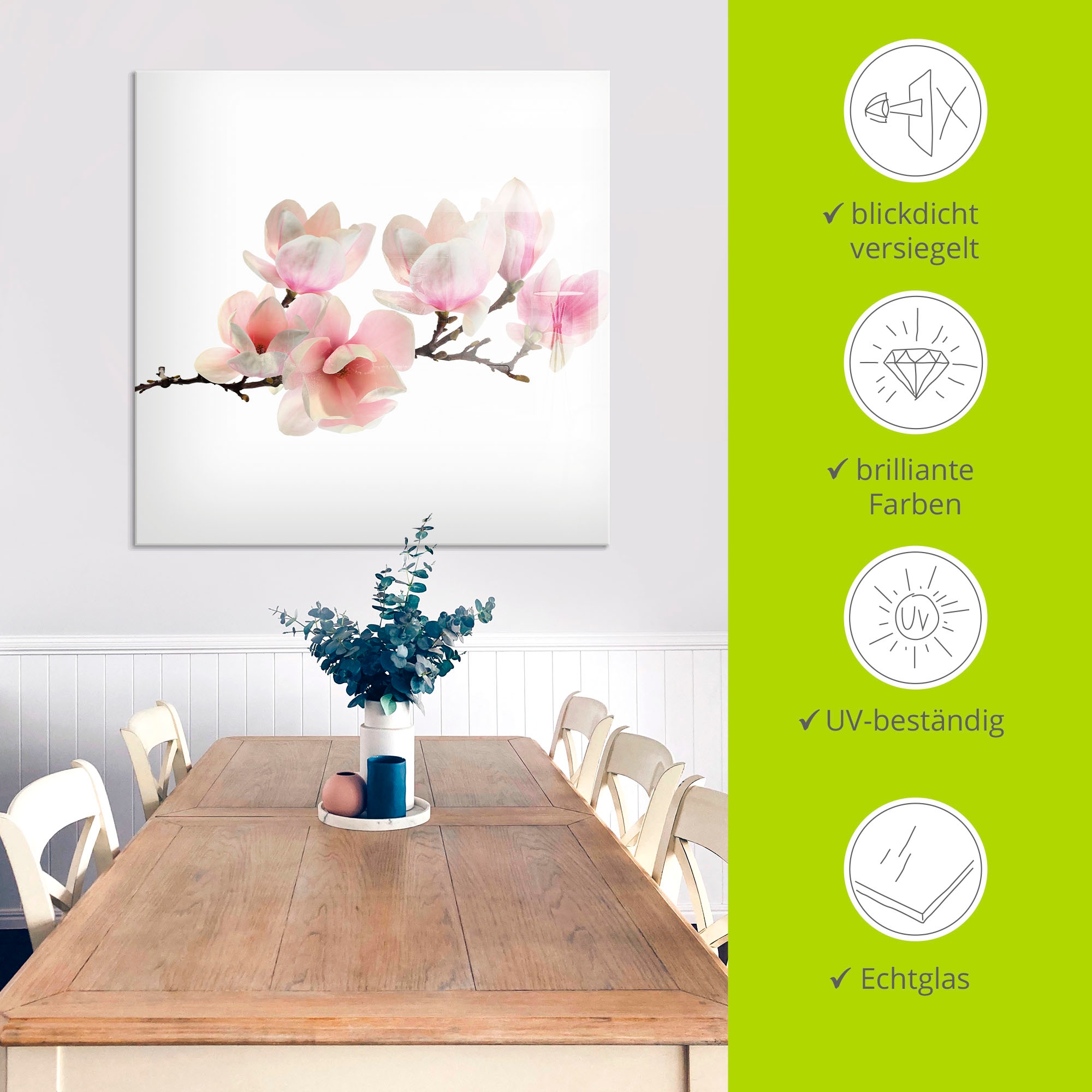 Artland Glasbild »Magnolie«, Blumen, (1 St.), in verschiedenen Grössen