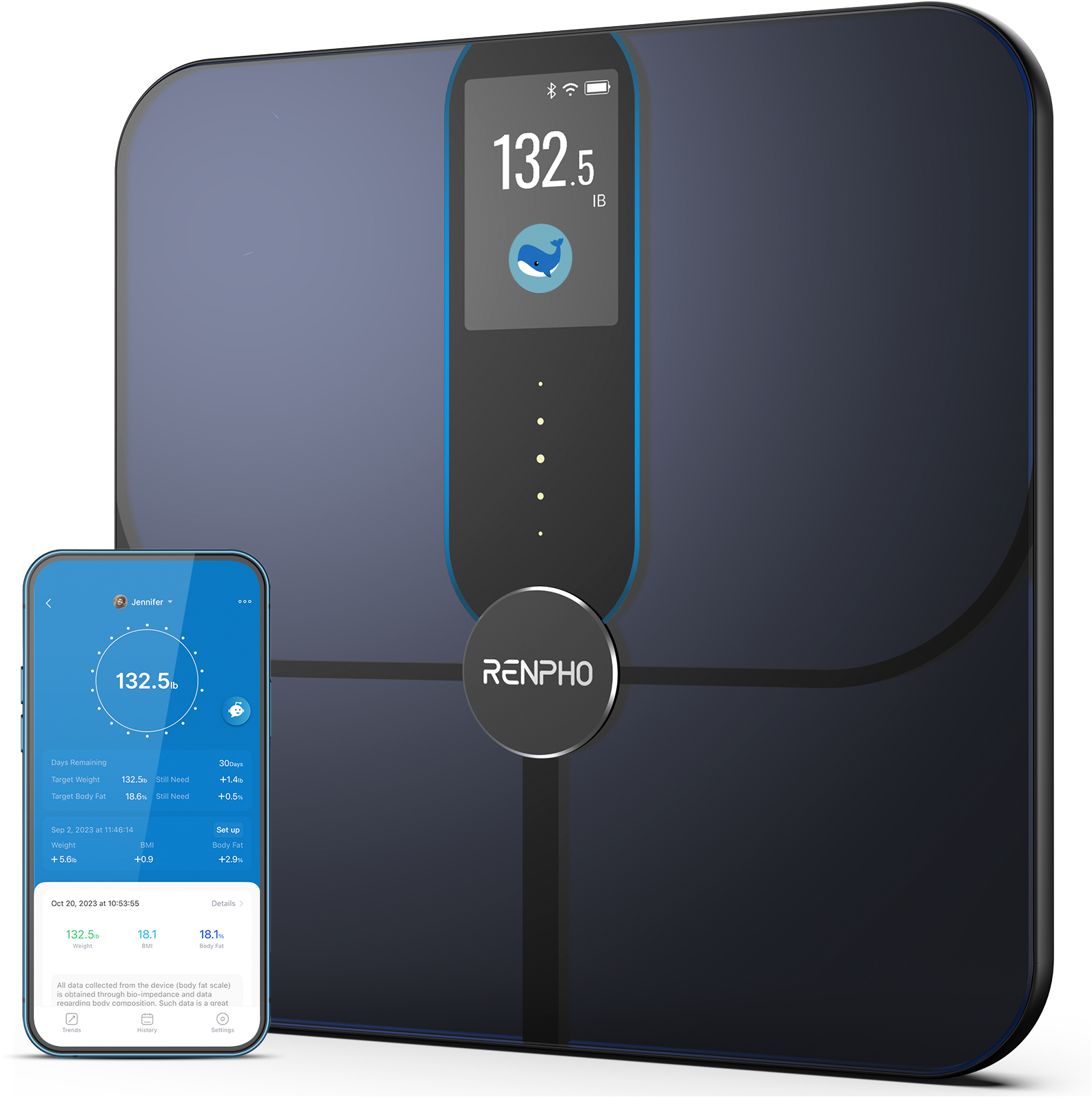 Renpho Körper-Analyse-Waage »Elis Nova WIFI Smart Body Scale A031« Smarte Analysewaage mit 13 Körpermessungen & 5 Gesundheitszielen