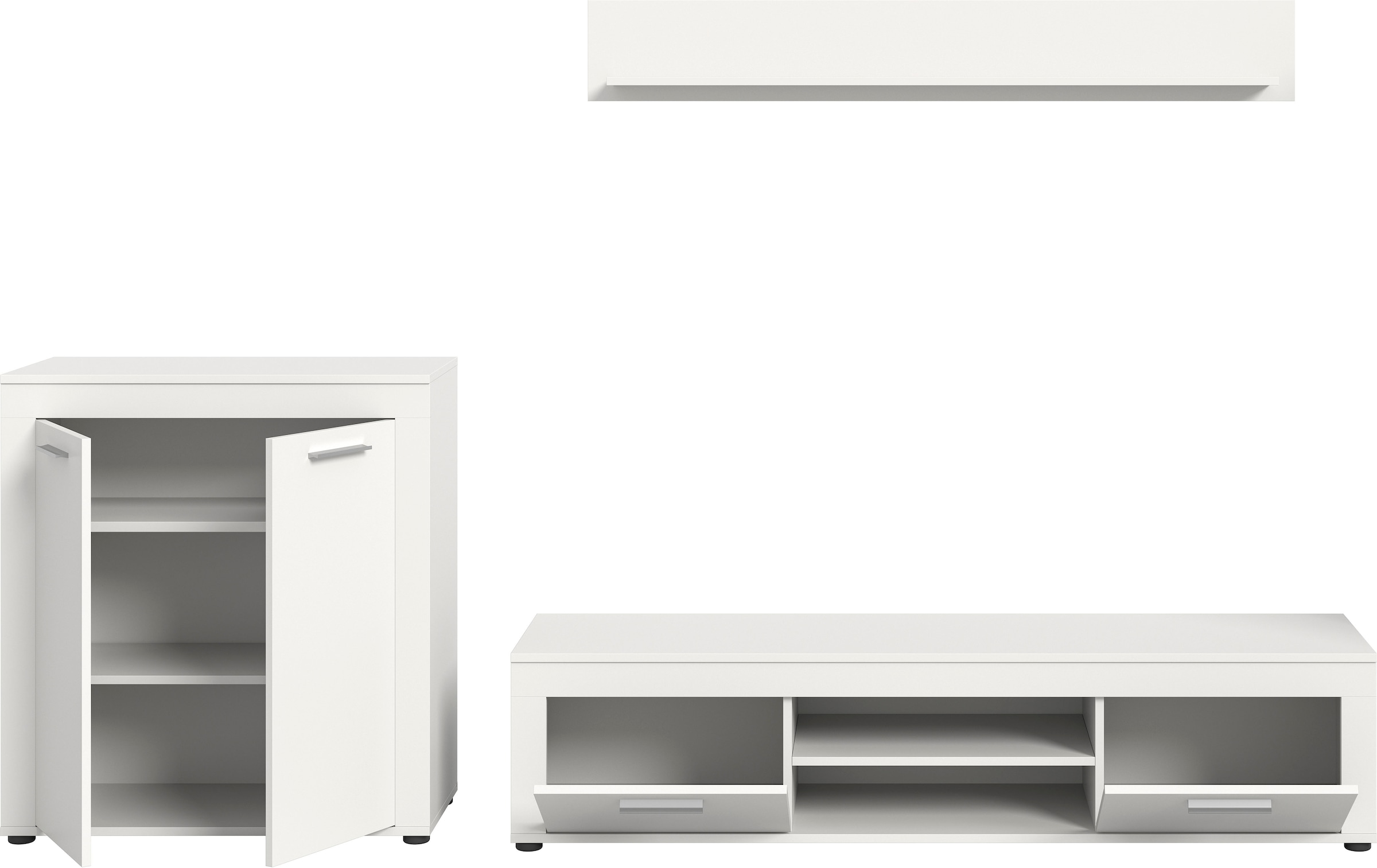 INOSIGN Wohnwand »Aosta, Breite 255cm, bestehend aus Highboard, Lowboard, Wandboard«, (3 St.), Wohnwand, Kombination, Anbauwand, Möbel Set, Schrankwand, Möbel Kombi