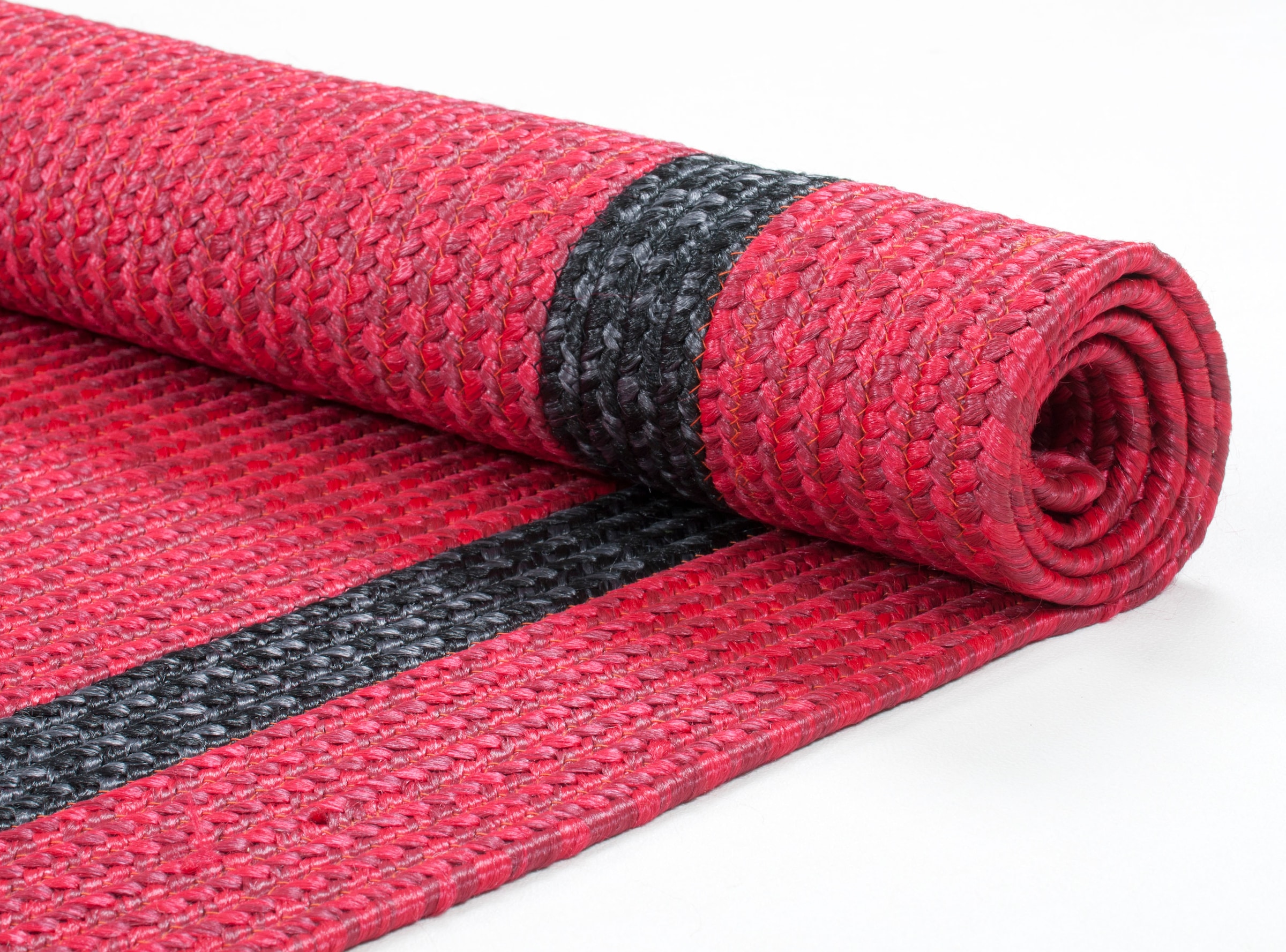 Gino Falcone Teppich »Benito«, rechteckig, 6 mm Höhe, Flachgewebe, Uni Farben, mit Bordüre, In- und Outdoor geeignet