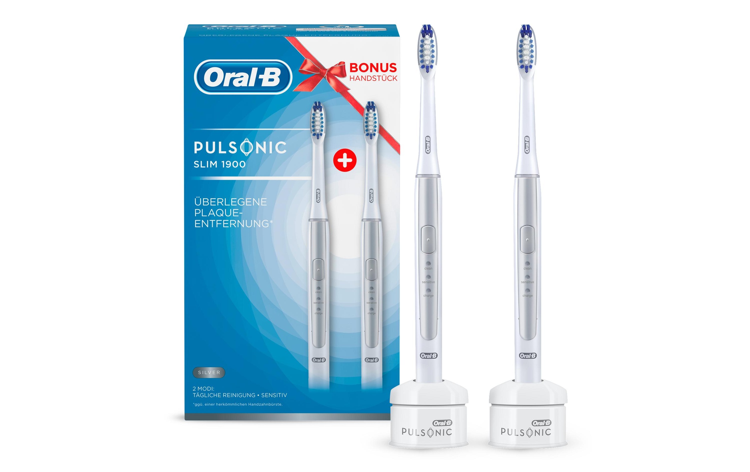 Oral-B Schallzahnbürste »Pulsonic Slim 1900 mit 2. Zahnbürste«, 2 St. Aufsteckbürsten