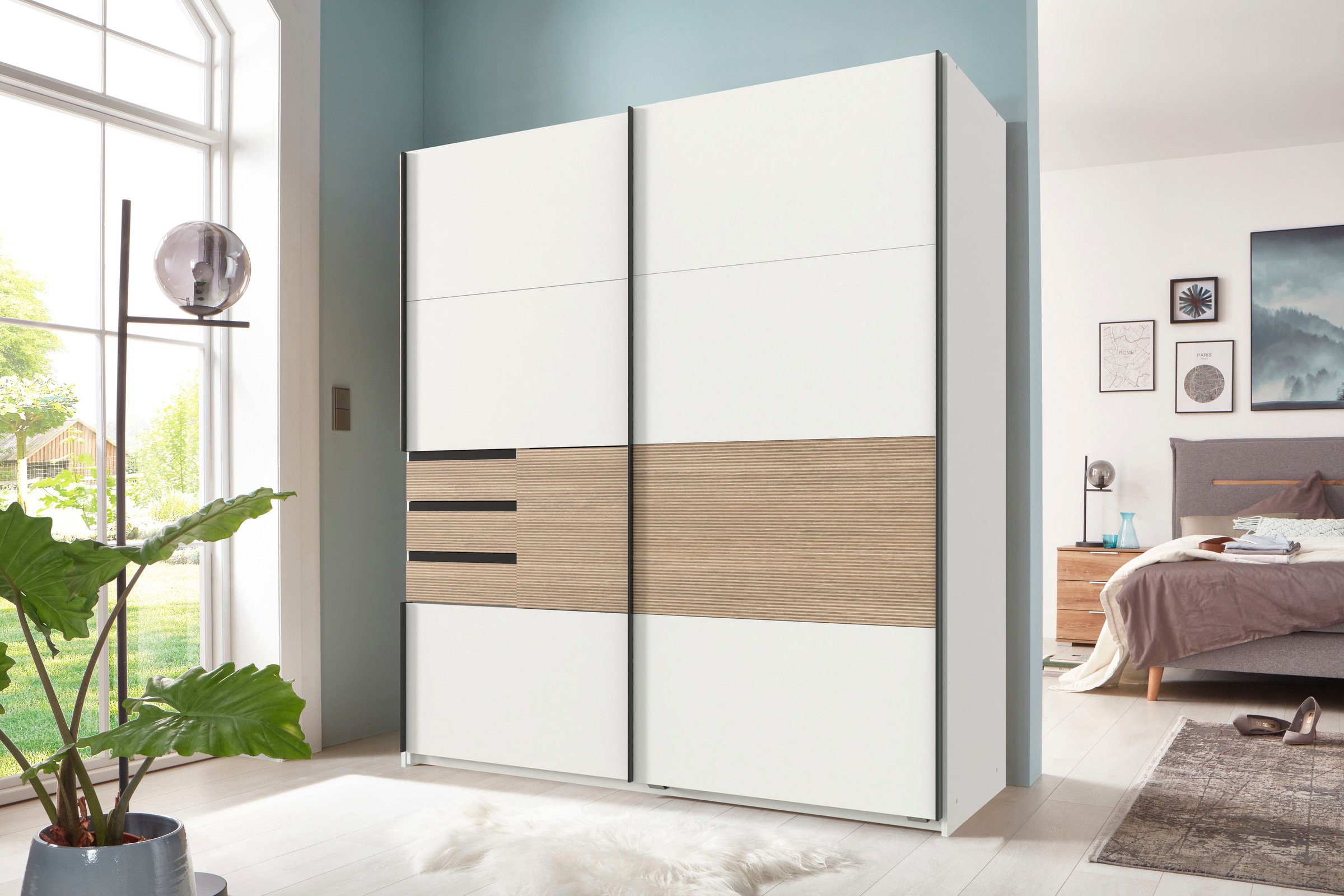Wimex Schwebetürenschrank "Bremen in der Breite 180cm, wahlweise mit Spiegel" mit moderner Multiplex Optik, inkl. Schubladen