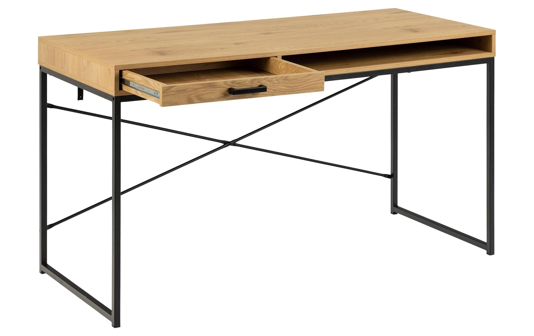 Seaford Office Desk with 1 Drawer in Black and Oak, none