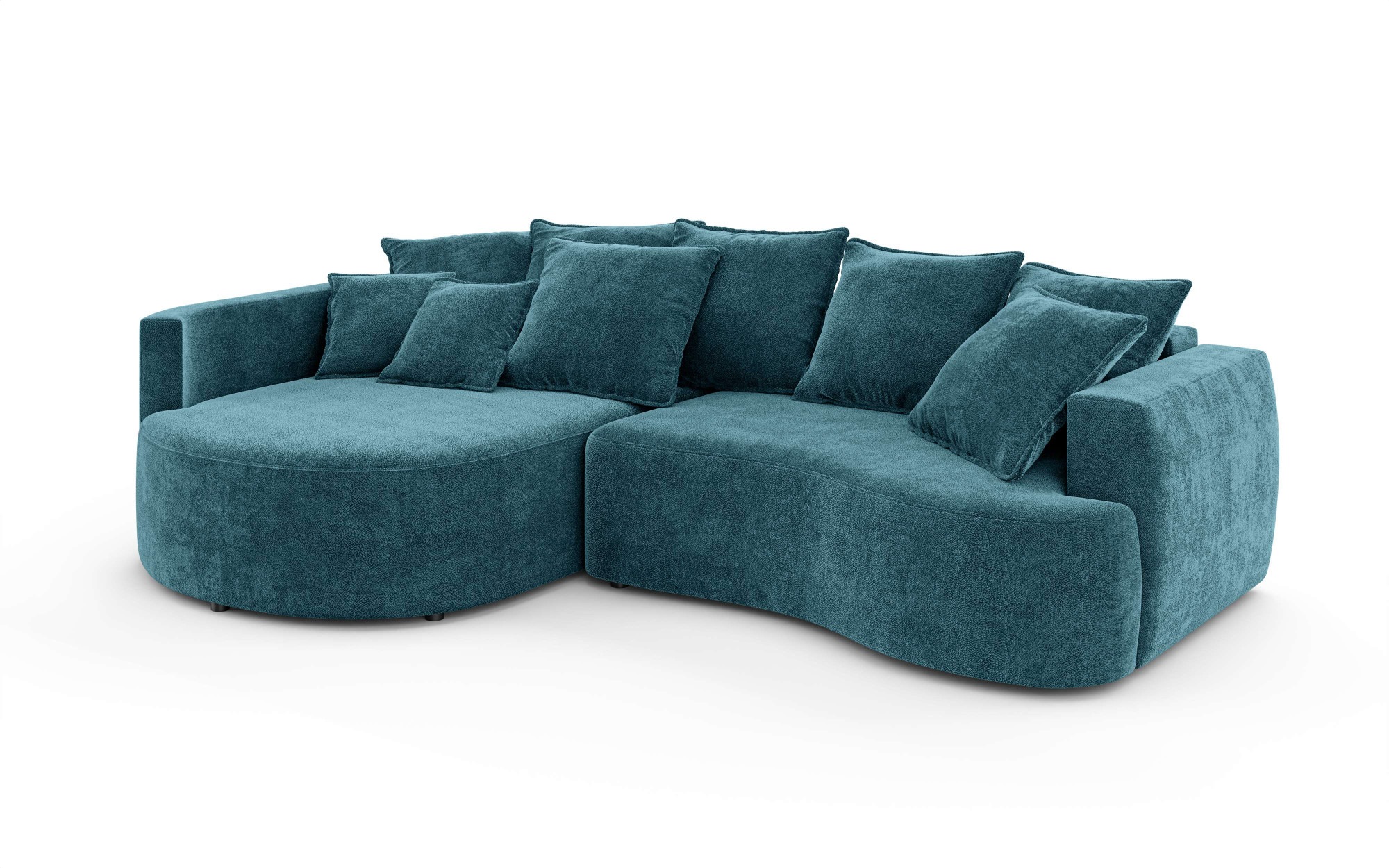 INOSIGN Ecksofa »Kahekili, Schlafsofa mit Bettkasten, Masse B/T/H: 255/181/90/ cm«, L-Form mit Wellenunterfederung, 7 Rückenkissen und 2 Zierkissen