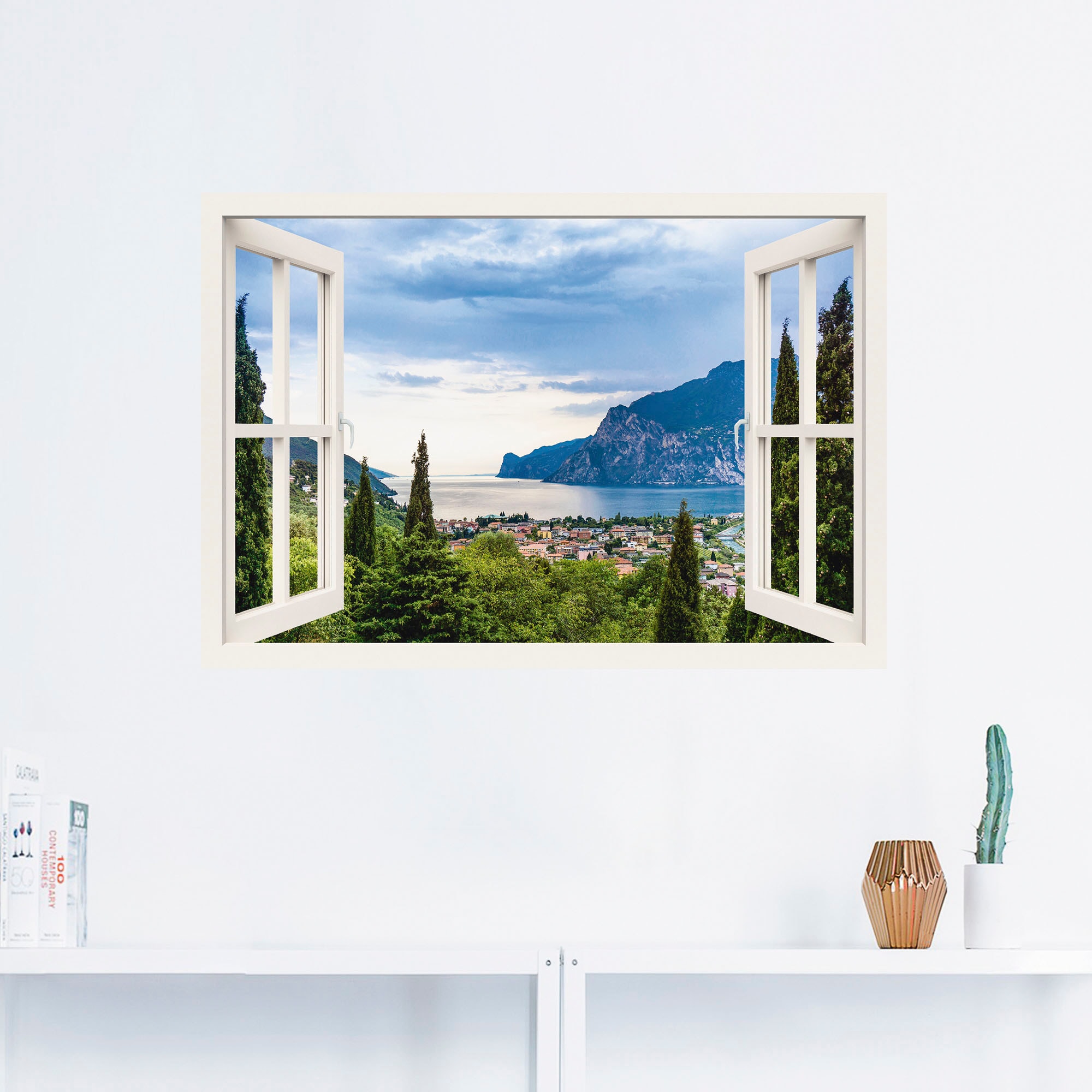 Leinwandbild, (1 als Grössen oder durchs St.), shoppen Fenster«, Wandbild weisse »Gardasee online Artland Seebilder, Jelmoli-Versand | Poster Alubild, versch. in Wandaufkleber