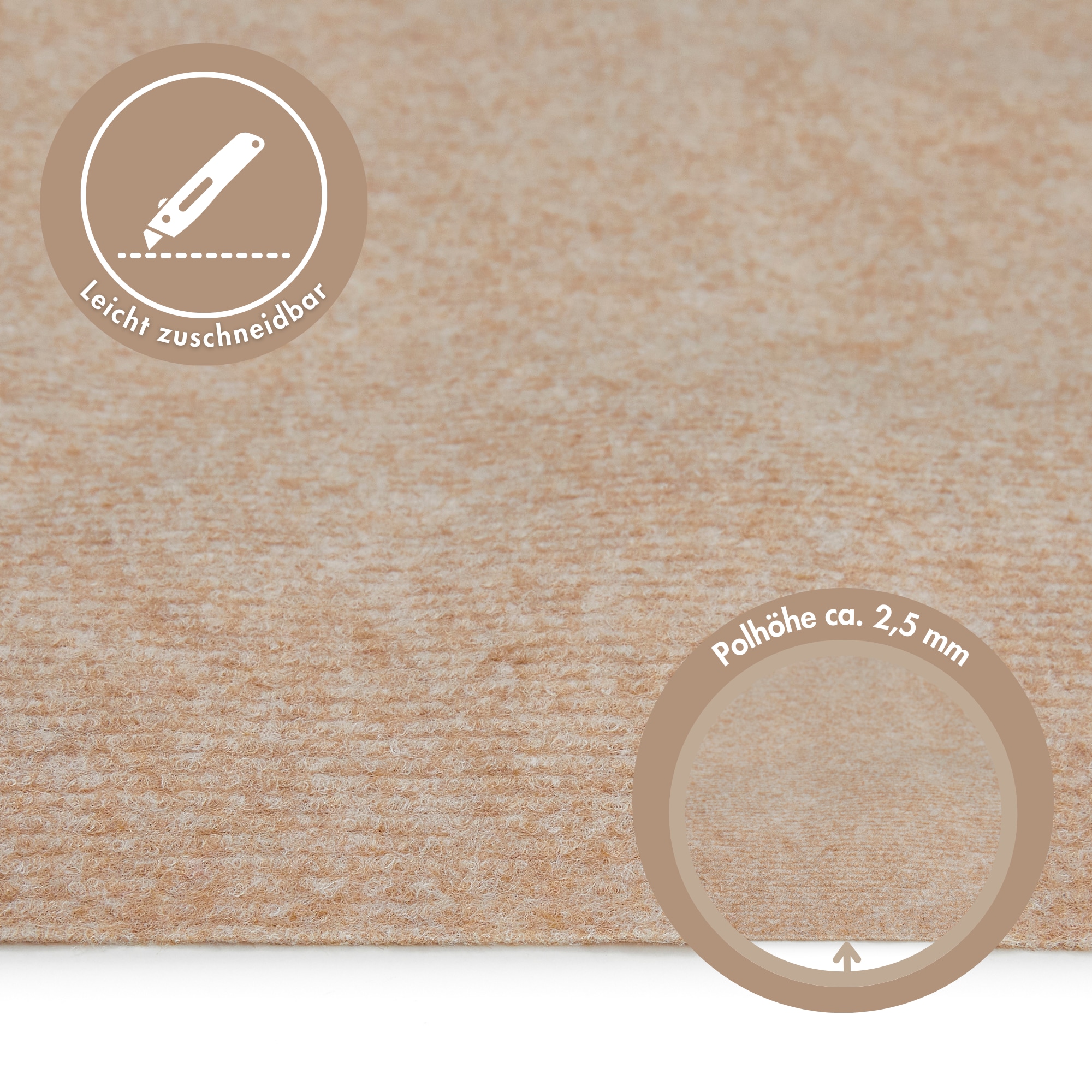 Andiamo Teppichboden "Milo, Nadelfilz, Gesamthöhe 2,5 mm, Made in Belgium" rechteckig Uni Farben, Breite 100 cm oder 200 cm, Wohnzimmer, strapazierfähig