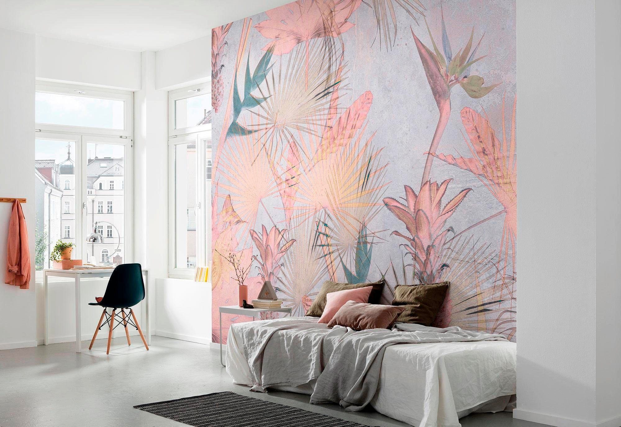 Komar Fototapete »Tropical Concrete - Grösse 368 x 254 cm«, bedruckt, Wohnzimmer, Schlafzimmer