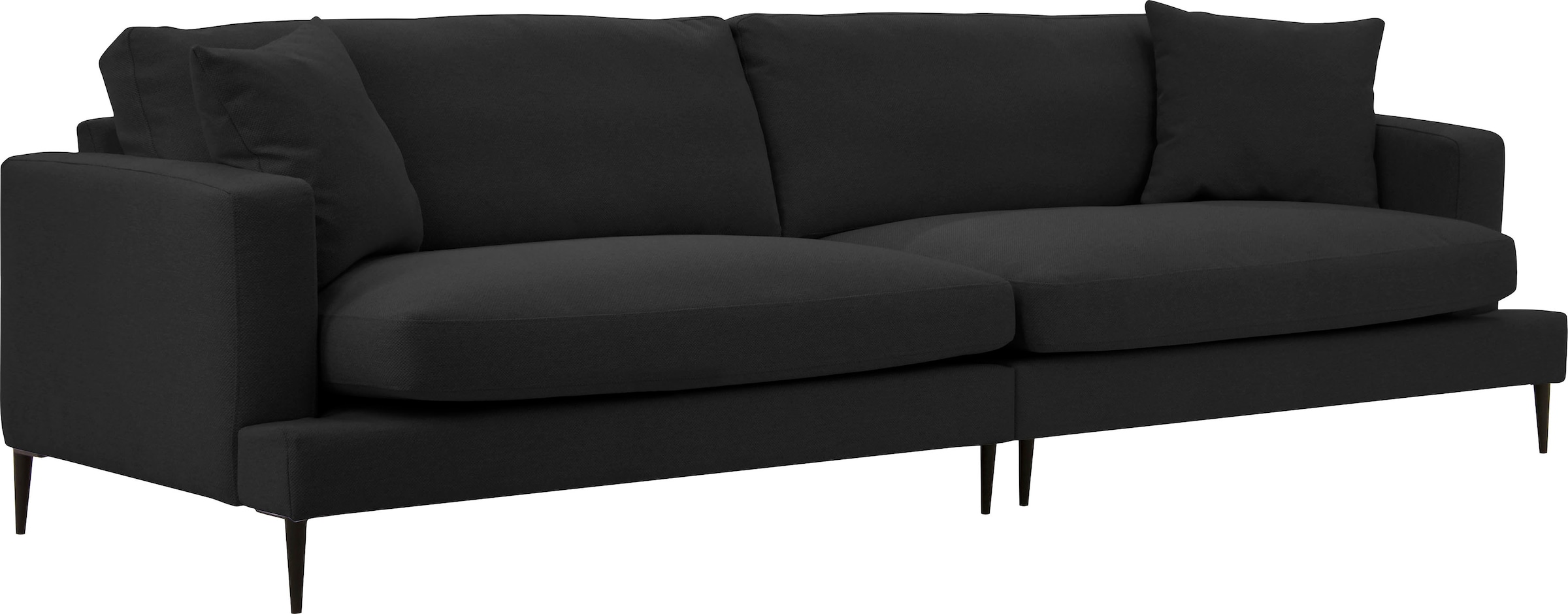 Leonique Big-Sofa »Cozy elegantes Designsofa, Masse B/T/H: 252/97/80 cm«, mit losen Kissen und Metallbeinen
