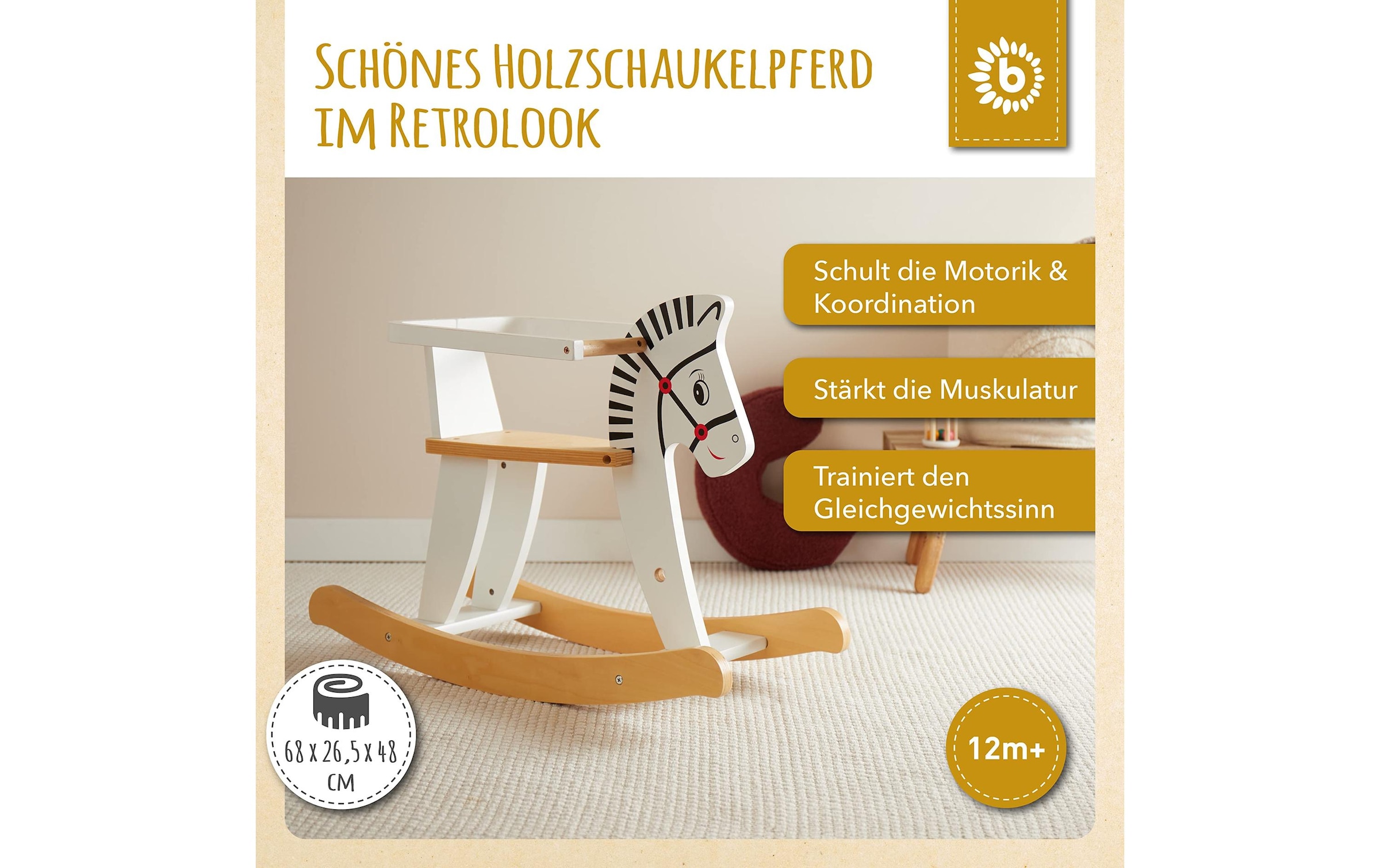 BIECO Schaukelpferd »aus Holz«, Holzart: Schima, Birke (China)