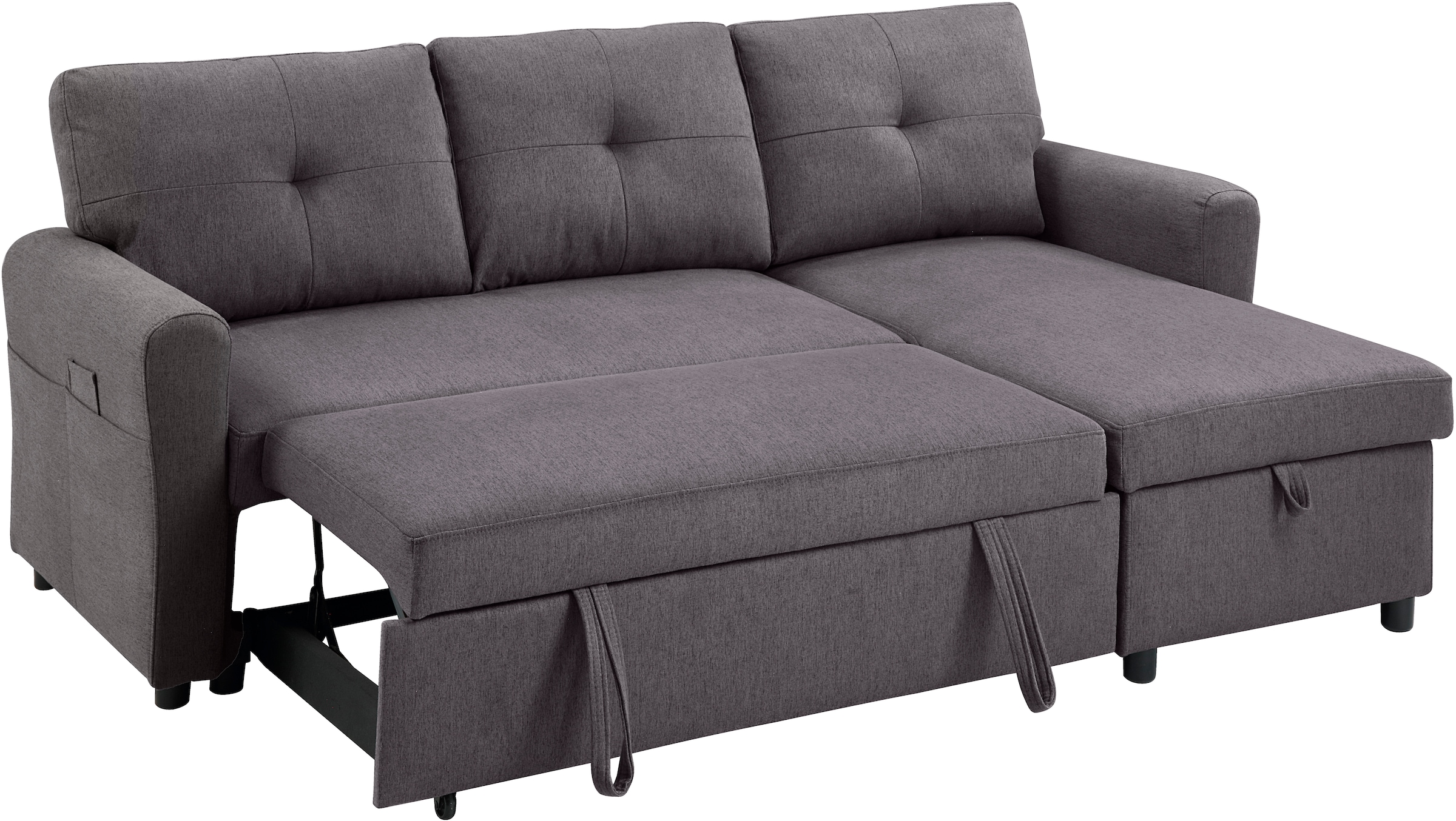 ATLANTIC home collection Schlafsofa »Gustavo L-Form«, mit Schlaffunktion, Stauraum & seitlichen Taschen
