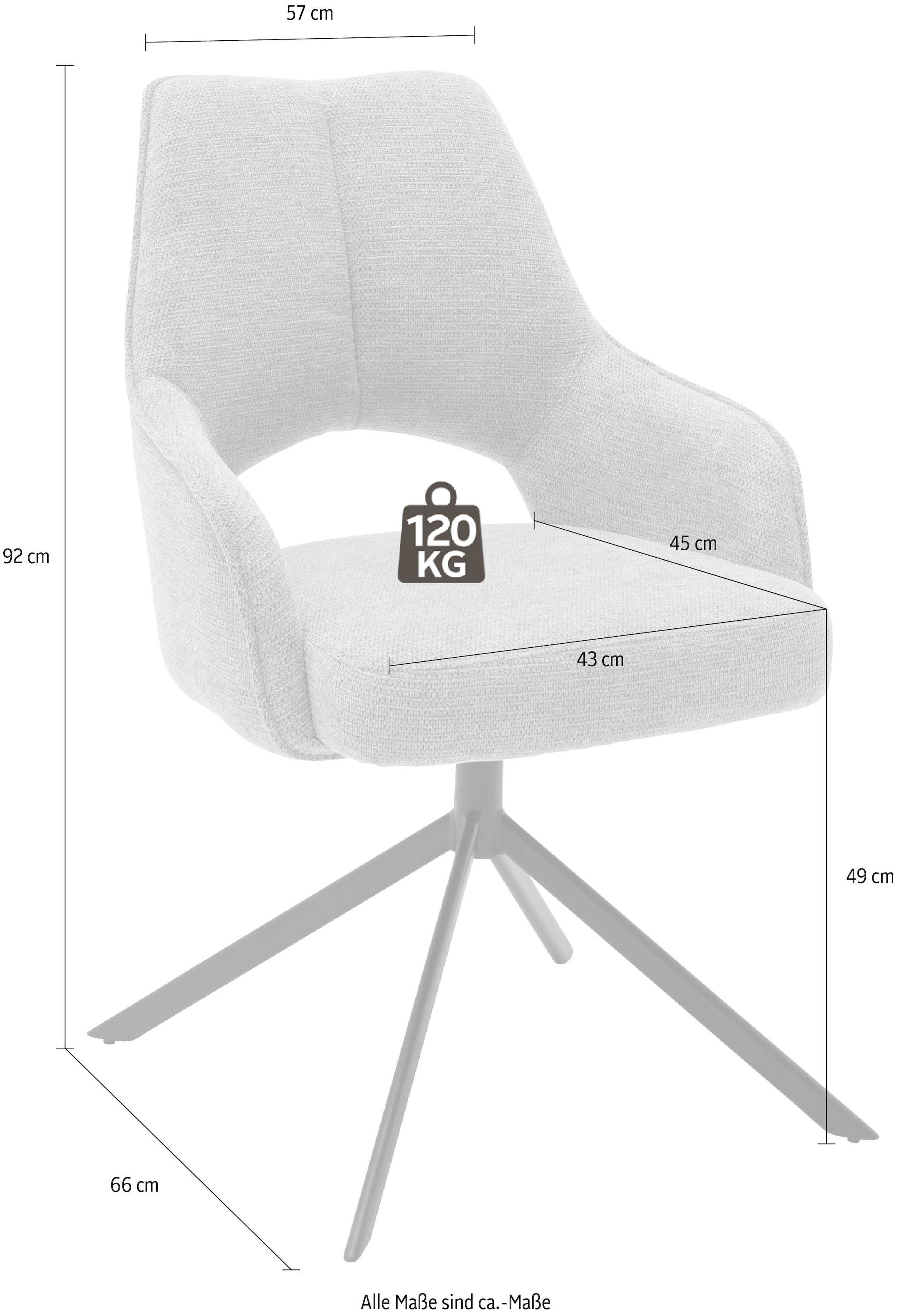 online Kg shoppen St., drehbar MCA »Bangor«, 120 | Nivellierung, 180° Stuhl 2 mit bis Jelmoli-Versand furniture belastbar Armlehnstuhl Stoffbezug,