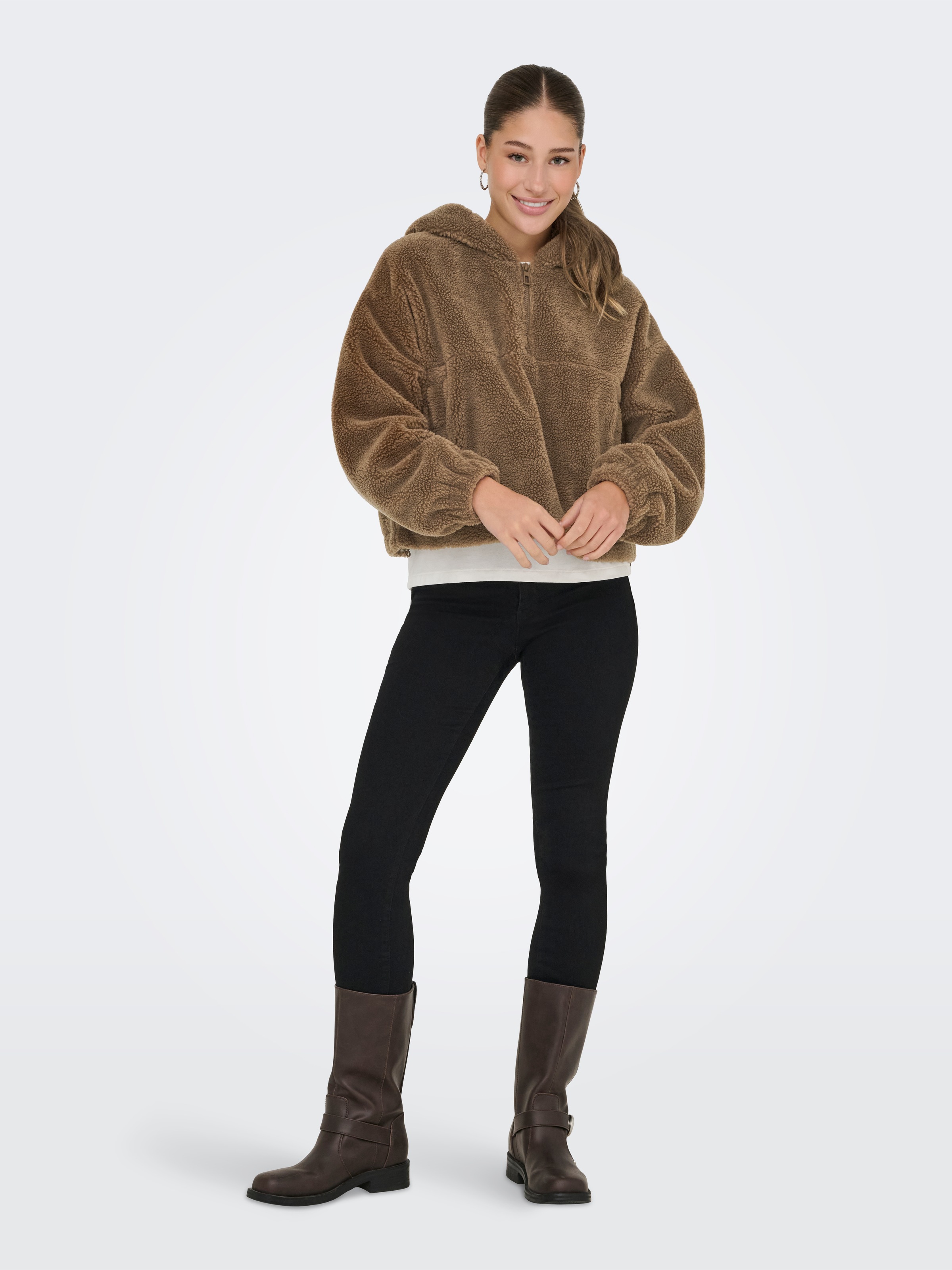 ONLY Fleecejacke »ONLSIENA TEDDY ANORAK LIFE CC OTW«, mit Kapuze