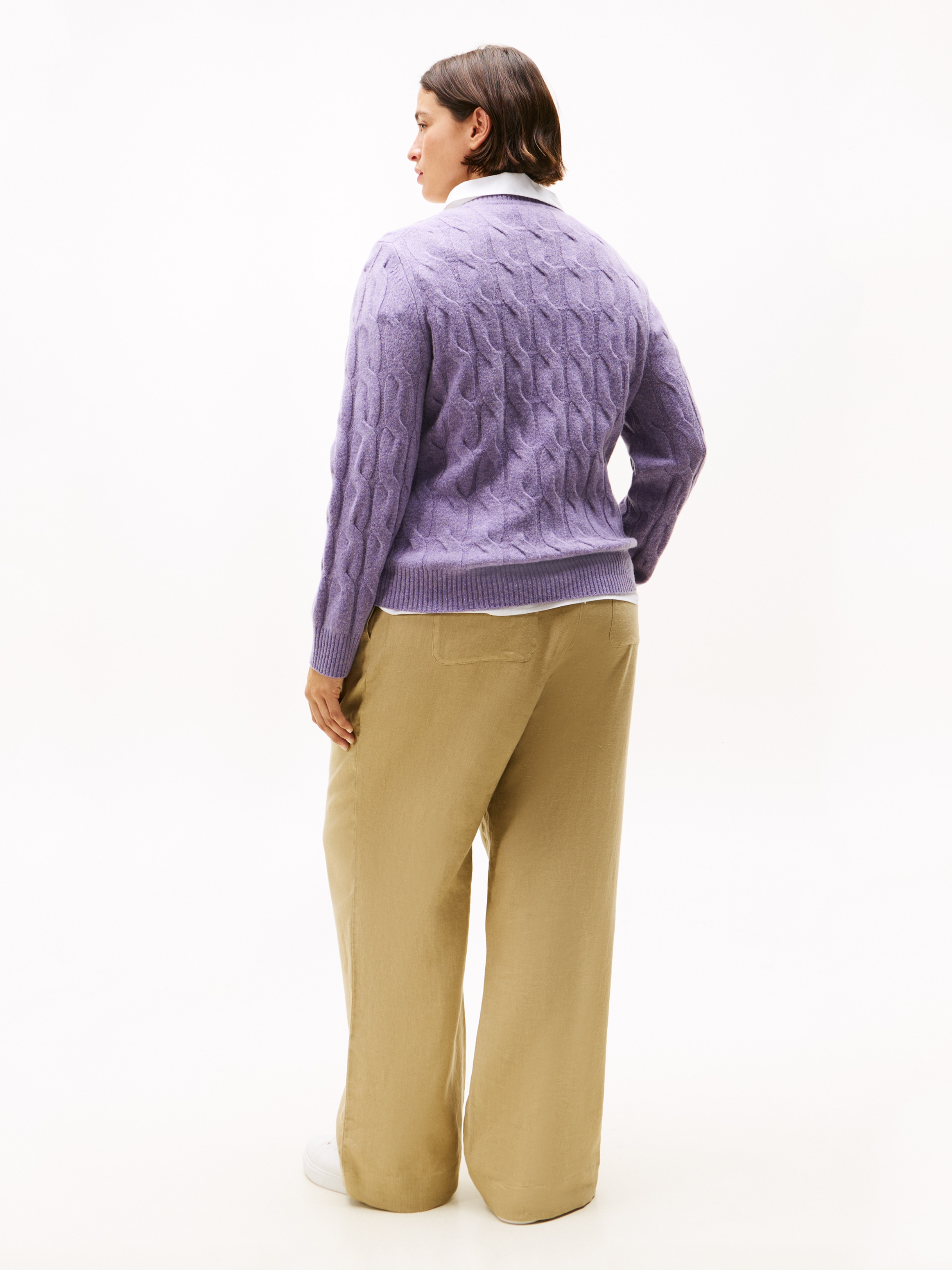 Tommy Hilfiger Curve Strickpullover »CRV SOFT WOOL CABLE C-NK LS SWT«, in grossen Grössen, mit Zopfmuster, aus reiner Wolle