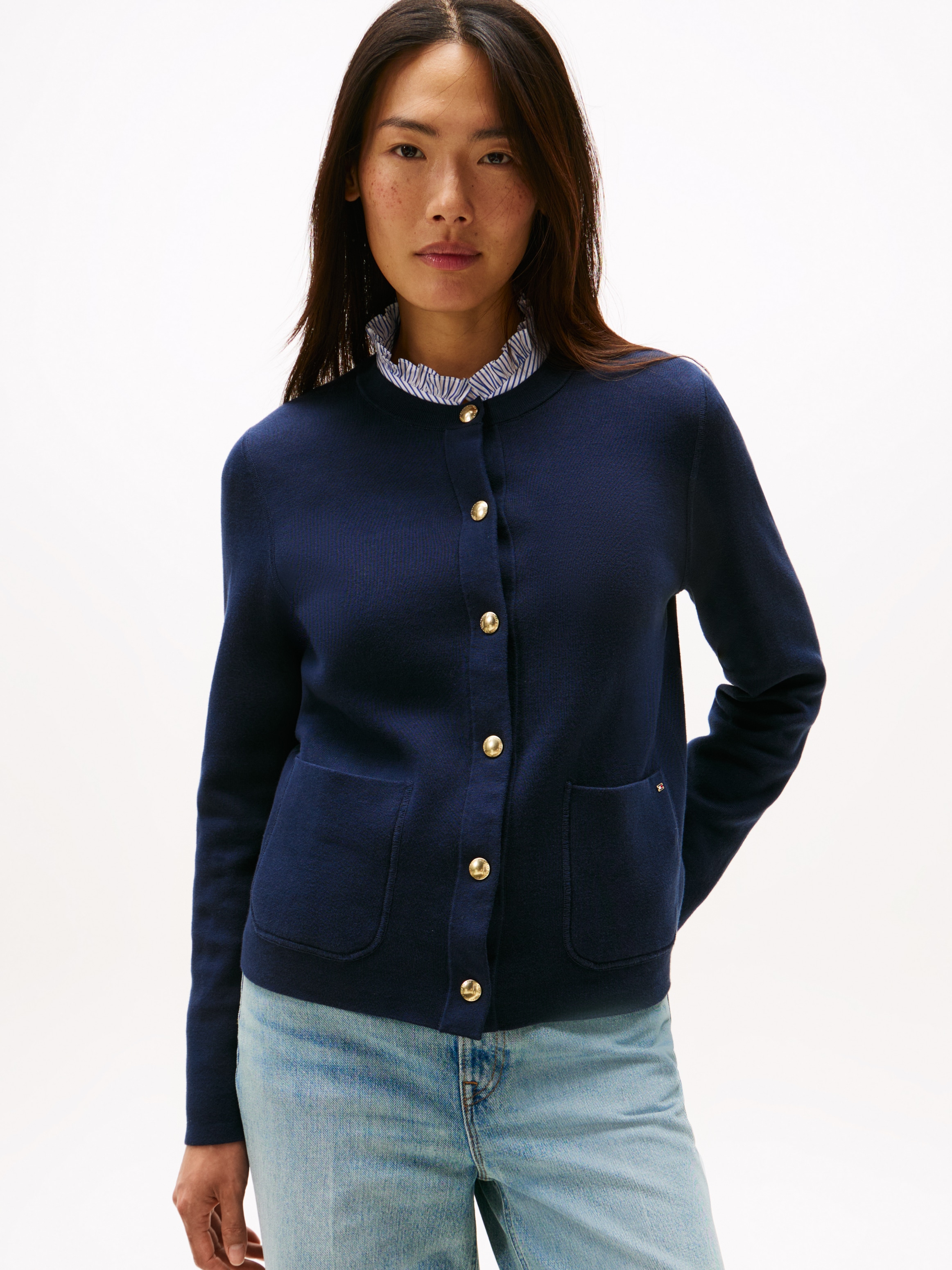 Tommy Hilfiger Strickjacke »CO JERSEY STCH REVERSIBLE CARDI«, mit Wendemöglichkeit