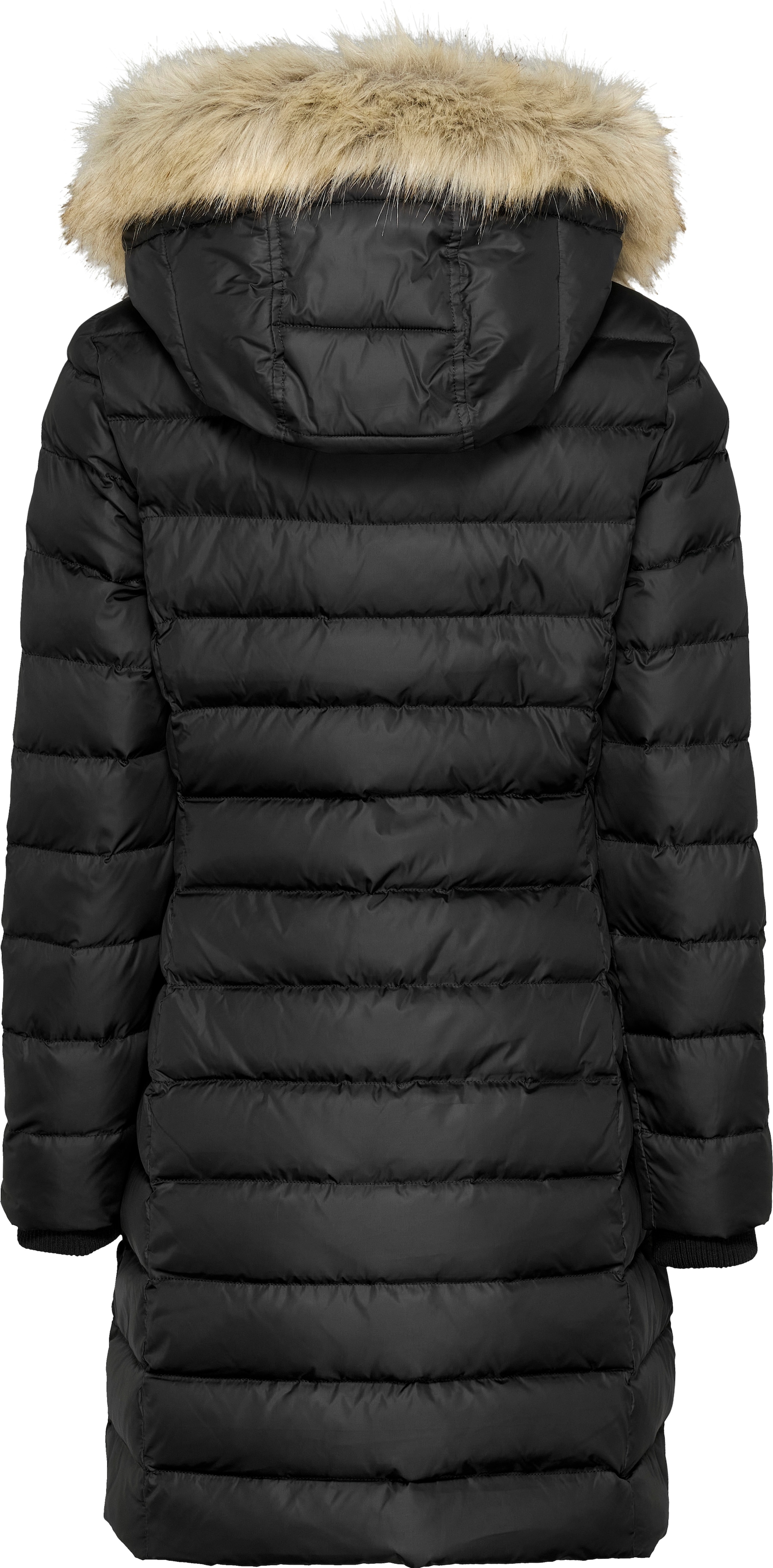 Tommy Jeans Steppmantel »TJW ESSENTIAL HOODED DOWN COAT«, mit Fellimitat, Logostickerei