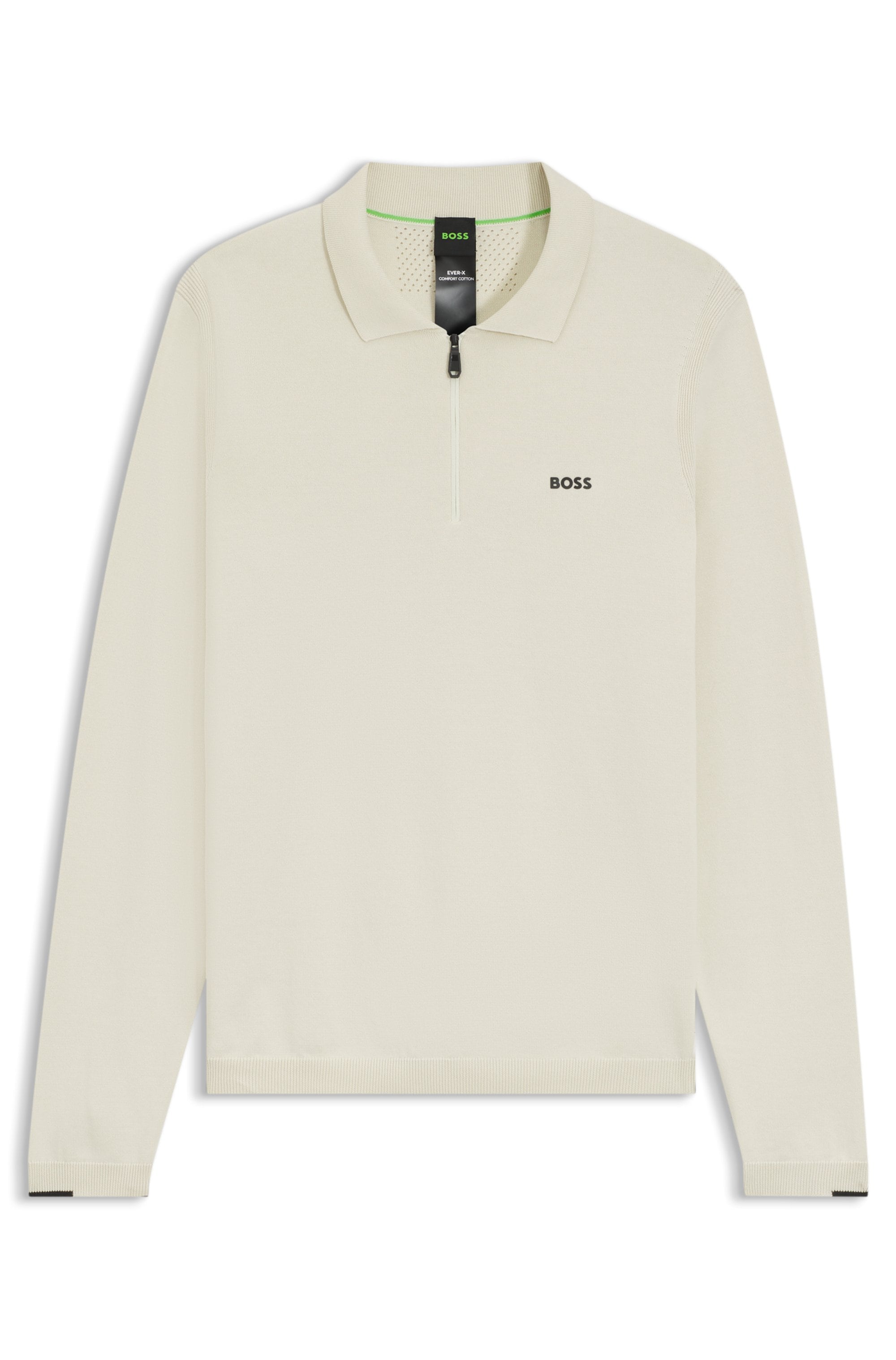 BOSS GREEN Strickpullover »KN Ever-X PL«, mit Reissverschluss, regular fit, toniges Logo