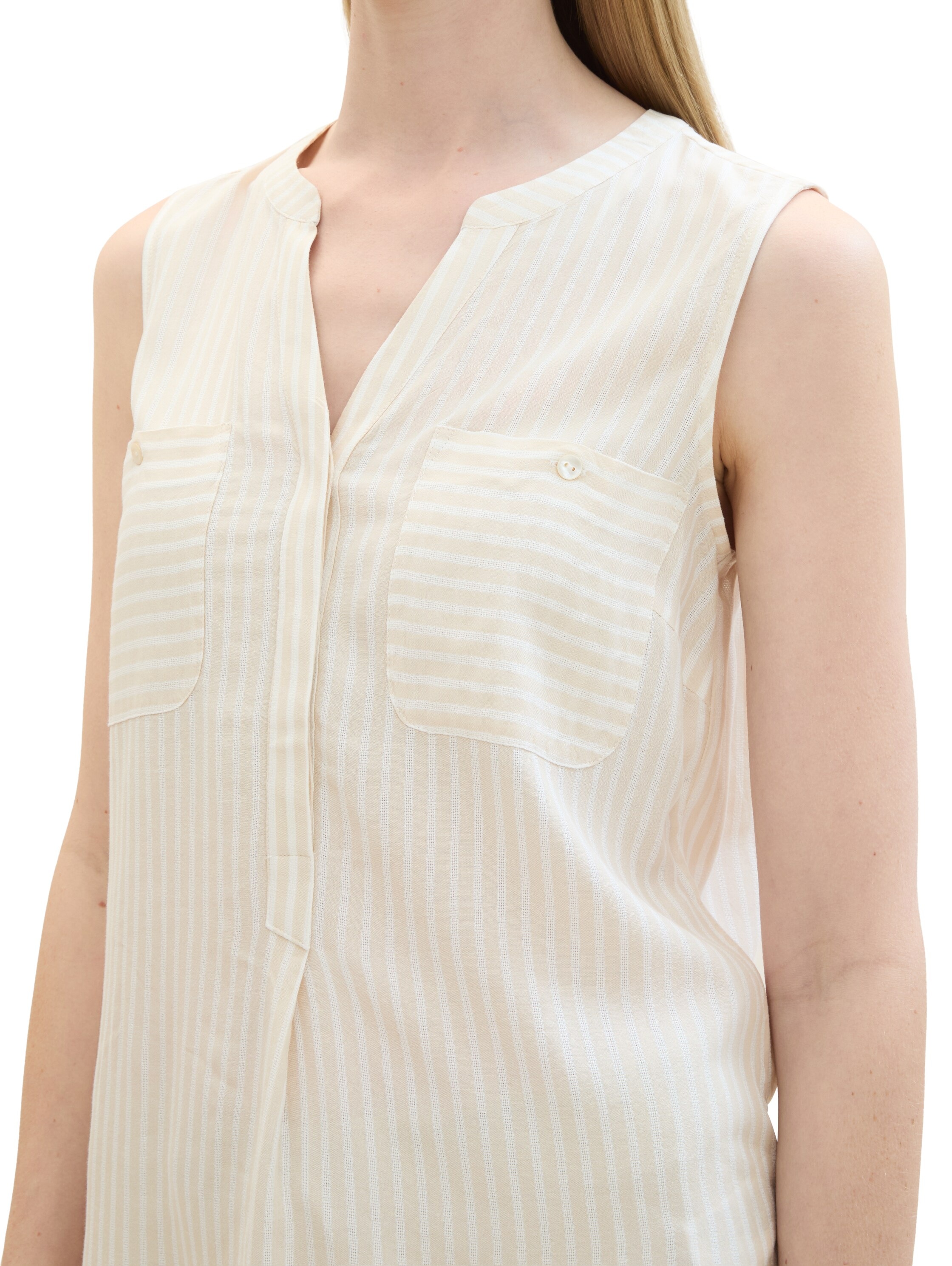 TOM TAILOR Blusenshirt, gestreift mit aufgesetzten Brusttaschen