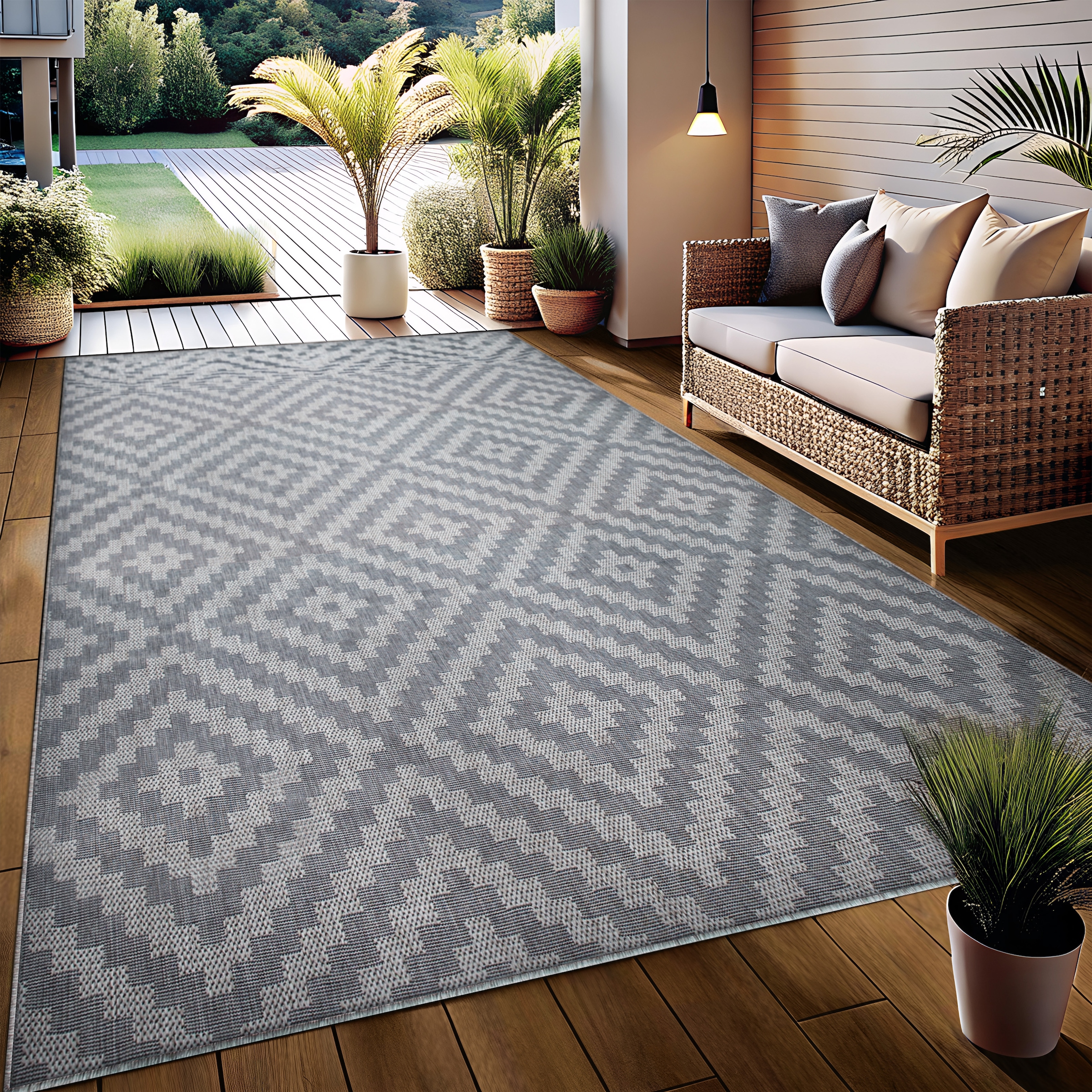 my home Teppich »Cordoba auch als Läufer erhältlich«, rechteckig, 3 mm Höhe, In- und Outdoor geeignet, Sisal-Optik, Wetterfest & UV-beständig, Boho