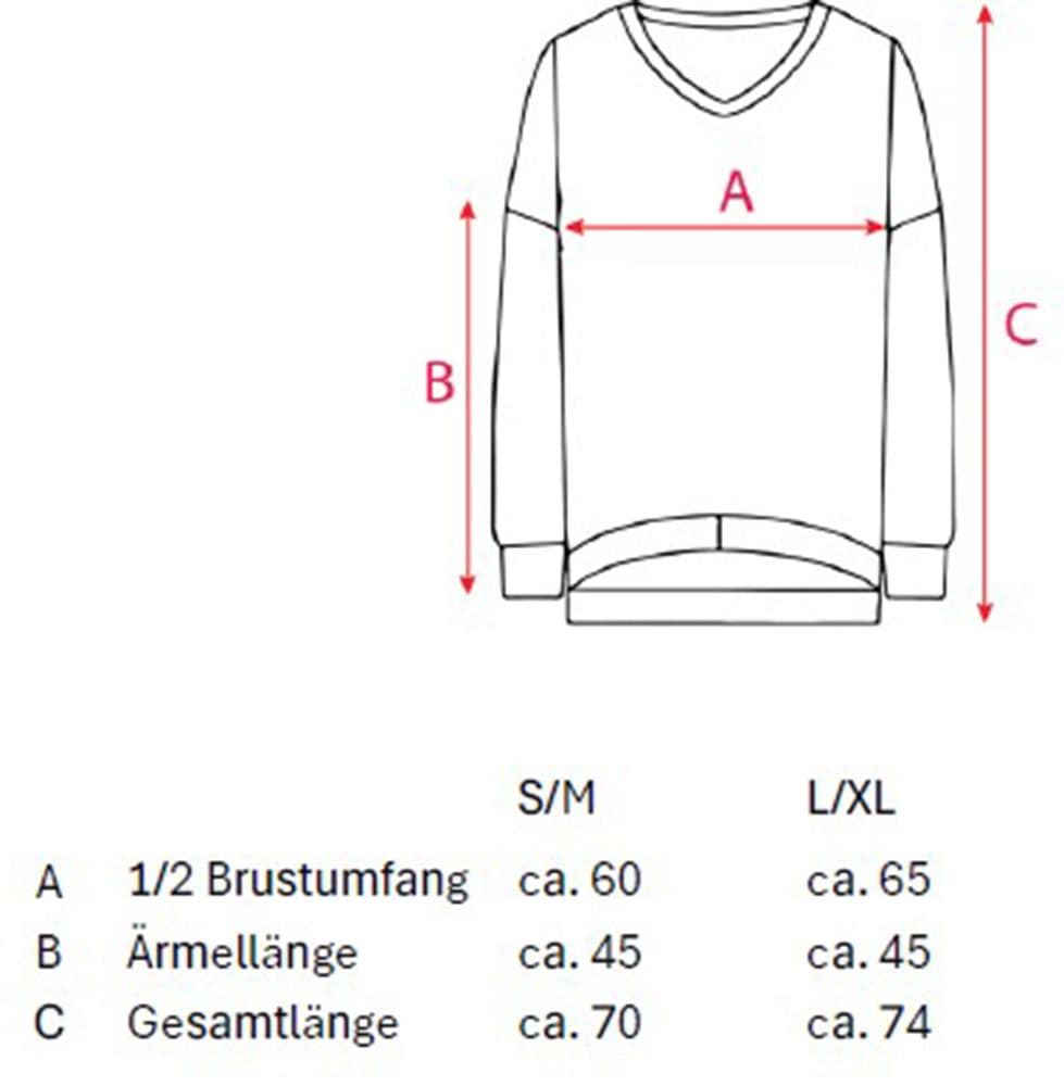 Zwillingsherz Sweatshirt, V-Ausschnitt im Used-Look leicht ausgefranst