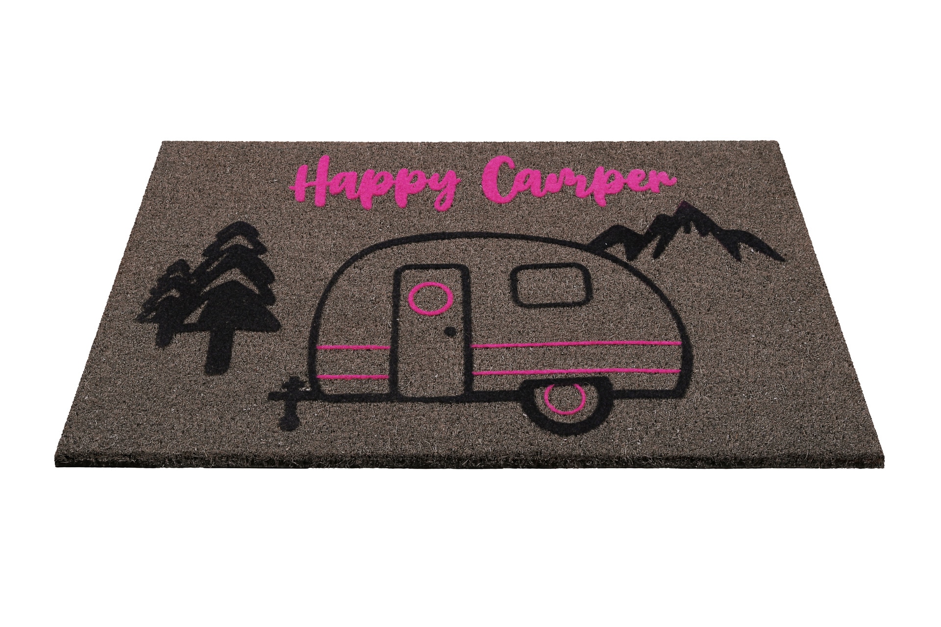 Wecon home Fussmatte »Happy Camper«, rechteckig, 18 mm Höhe, rutschfest, robust, innen, Aussenbereiche überdacht, schwer