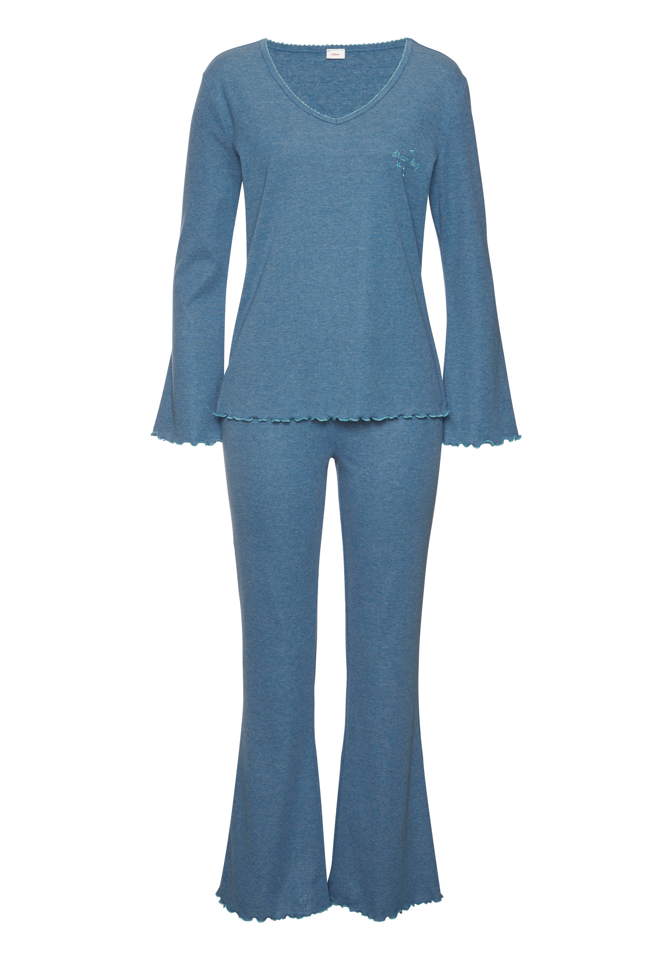 s.Oliver Pyjama, (Set, 2 tlg.), mit Babylock-Abschlüssen