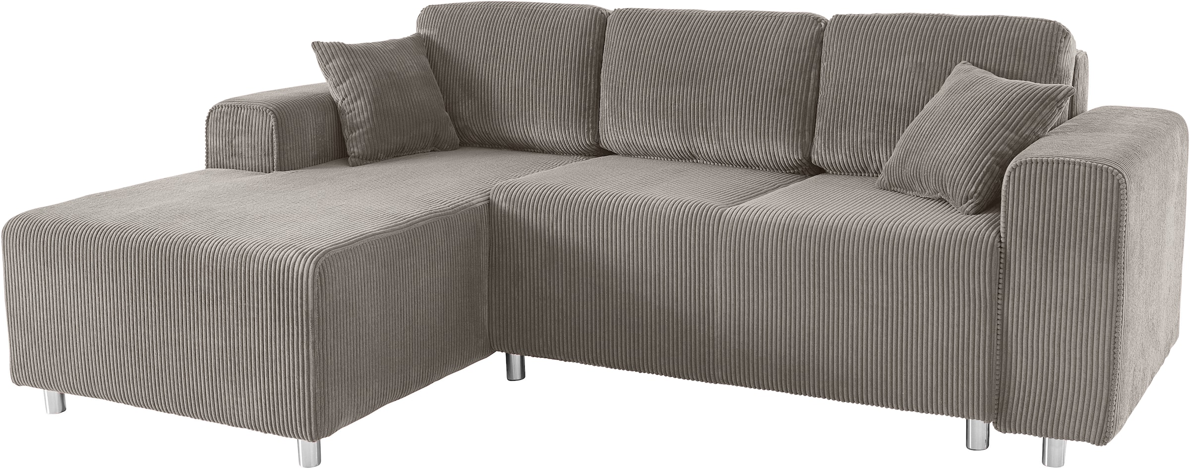 Home affaire Ecksofa »Györ«, L-Form, wahlweise mit Bettfunktion und Bettkasten incl. 2 Zierkissen