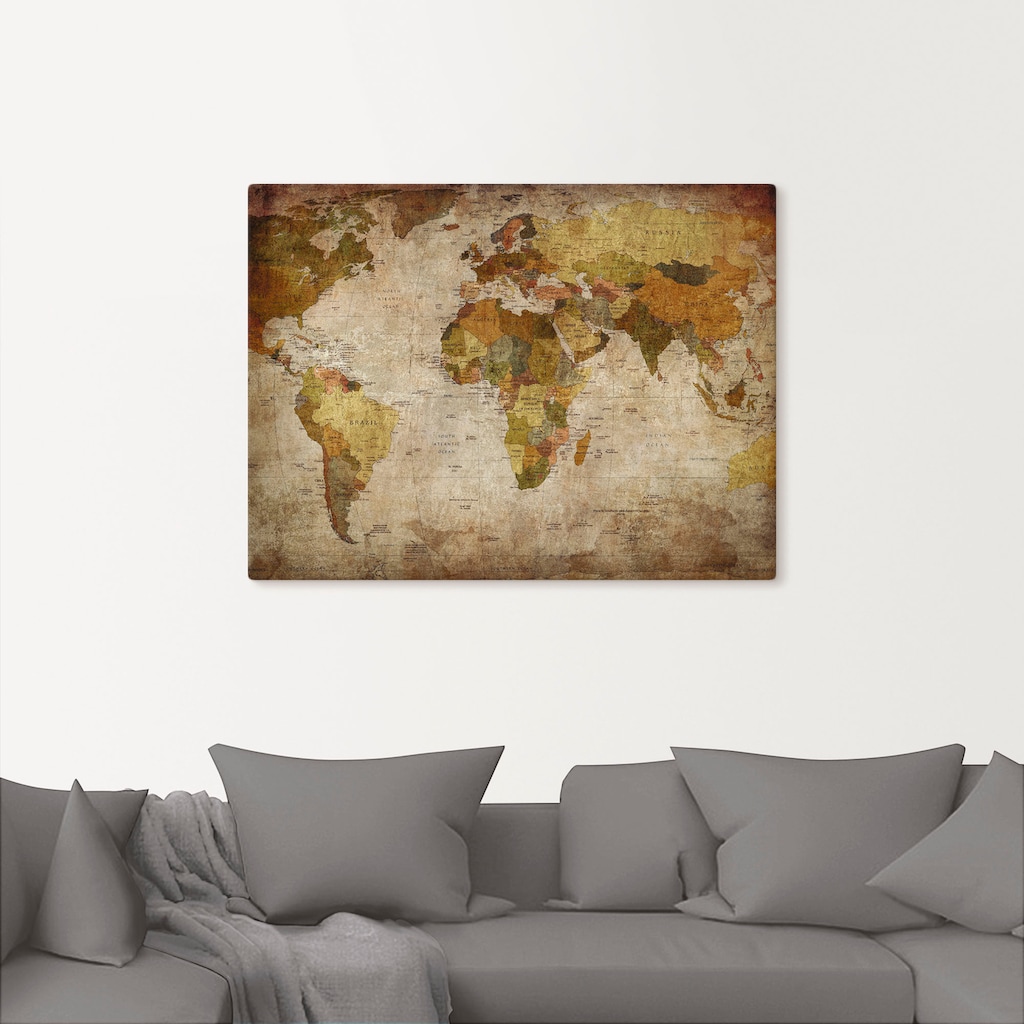 Artland Wandbild »Weltkarte«, Landkarten, (1 St.)