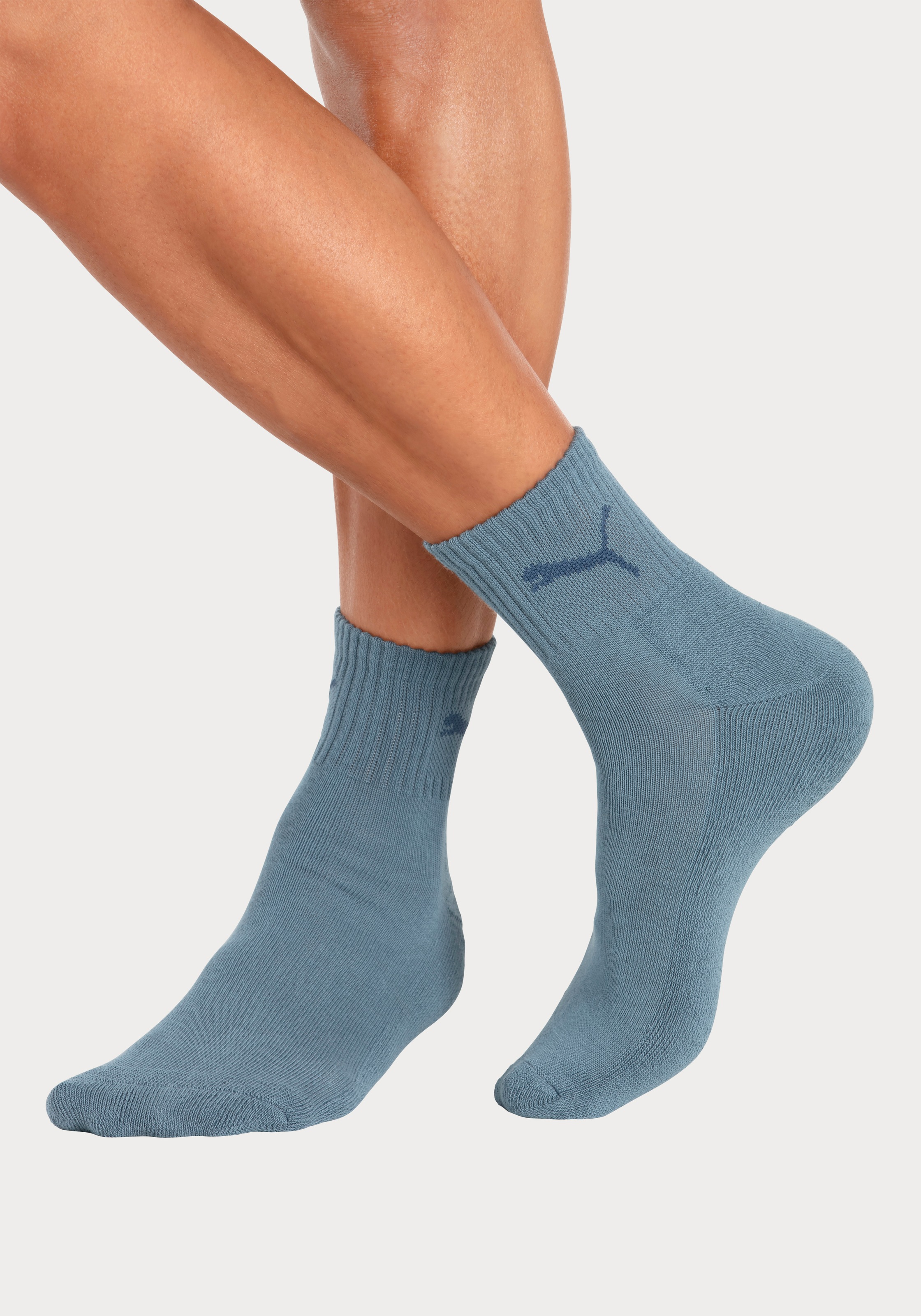 PUMA Sportsocken »short crew«, (3 Paar), gepolsterte Frottee-Sohle, atmungsaktiv