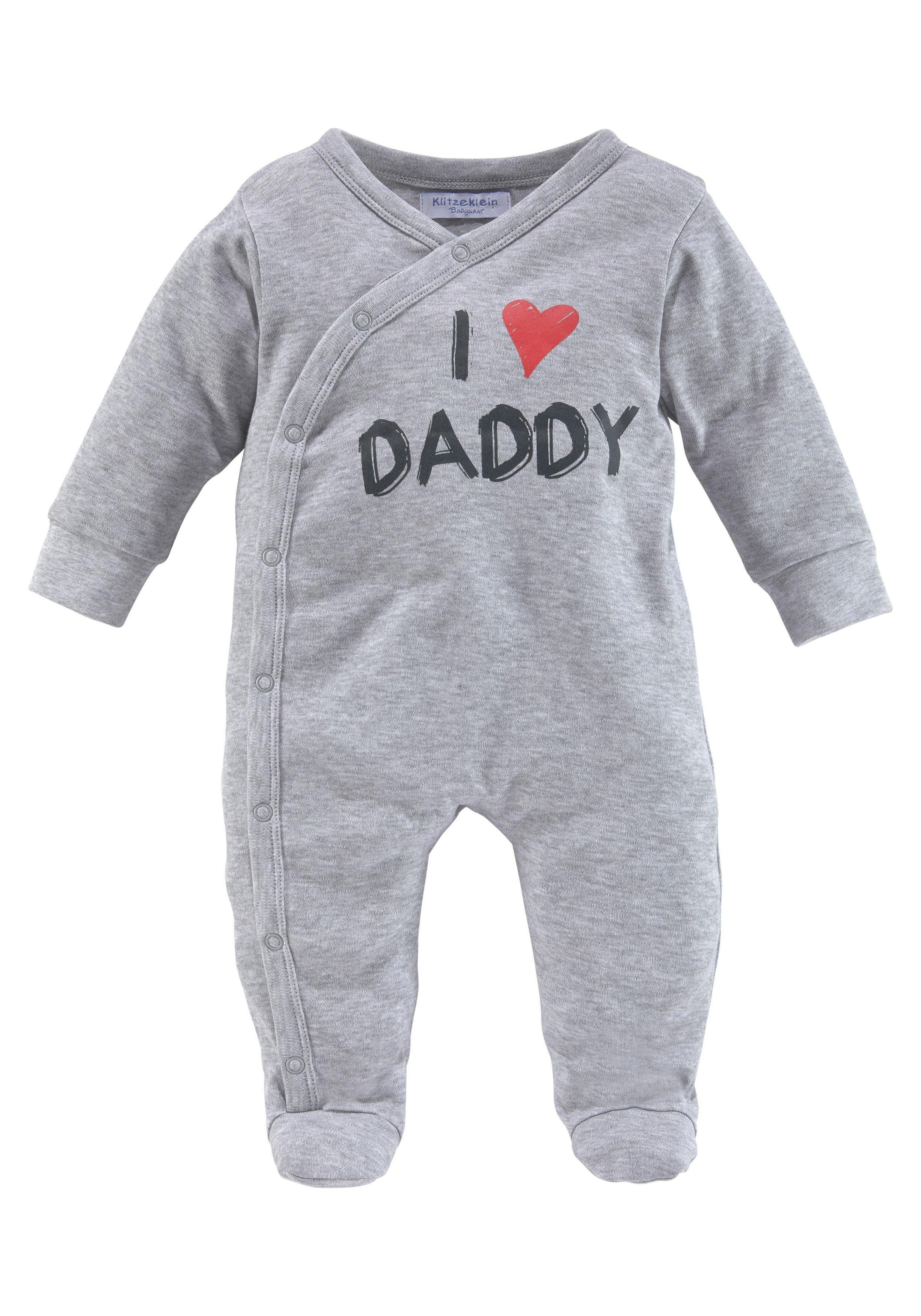 KIDSWORLD Schlafoverall »2er Schlafoveralls: I love Mummy / I love Daddy«, (Packung, 2 tlg.), aus Bio-Baumwolle, Baby-Overalls