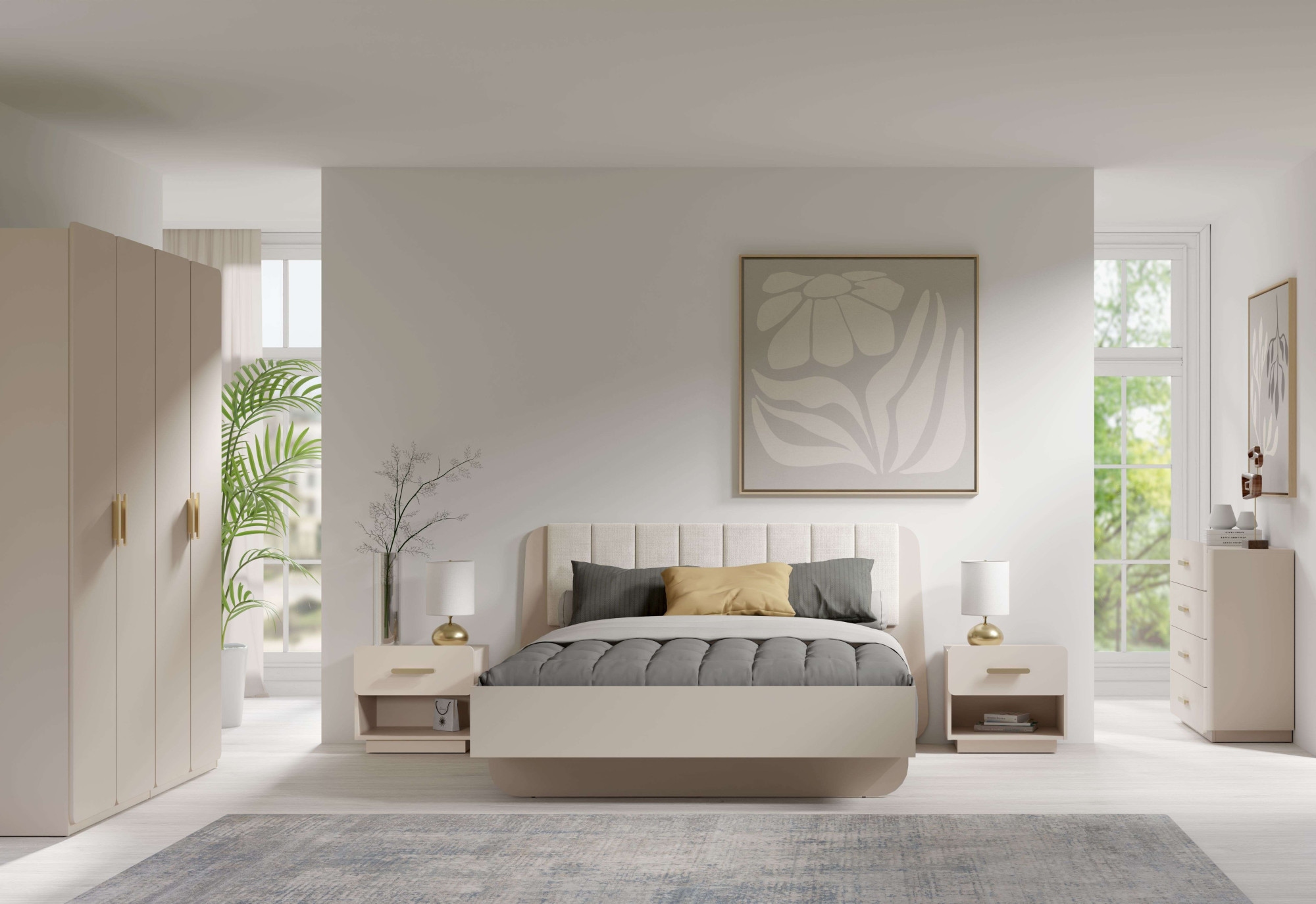 Home affaire Polsterbett »CLAREI mit gepolstertes Kopfteil, in 2 Breiten 160 und 180 cm«, Bettgestell ohne Bettkasten und Matratze, gemütlich und modern