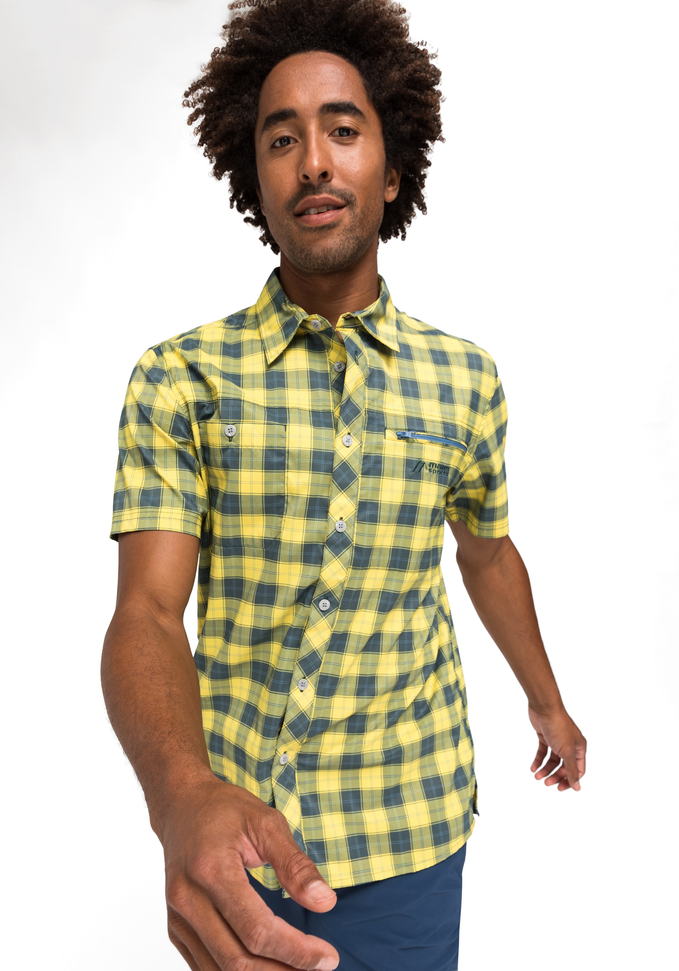 Maier Sports Outdoorhemd »Kasen S/S M«, kurzarm Herrenhemd, atmungsaktives Wanderhemd, Karohemd