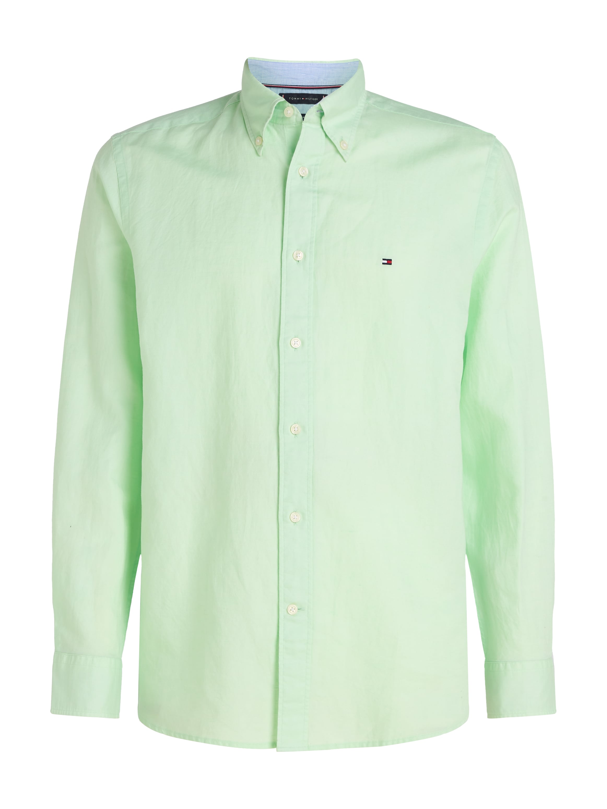 Tommy Hilfiger Langarmhemd »LINEN BLEND SOLID RF SHIRT«, mit Button-down-Kragen