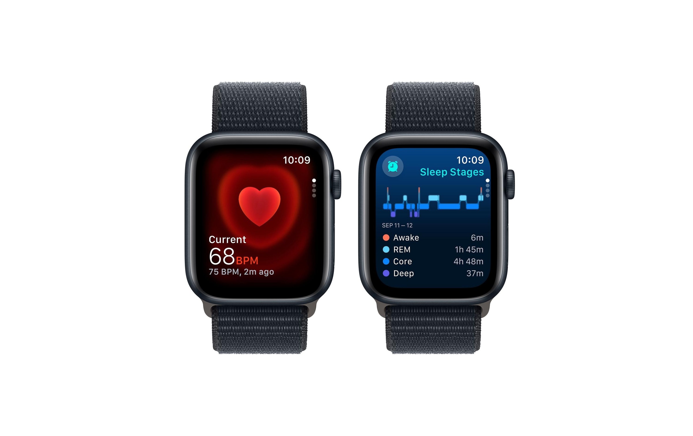 Apple Watch SE (2024), 44 mm, GPS, Sport Loop, Mitternacht