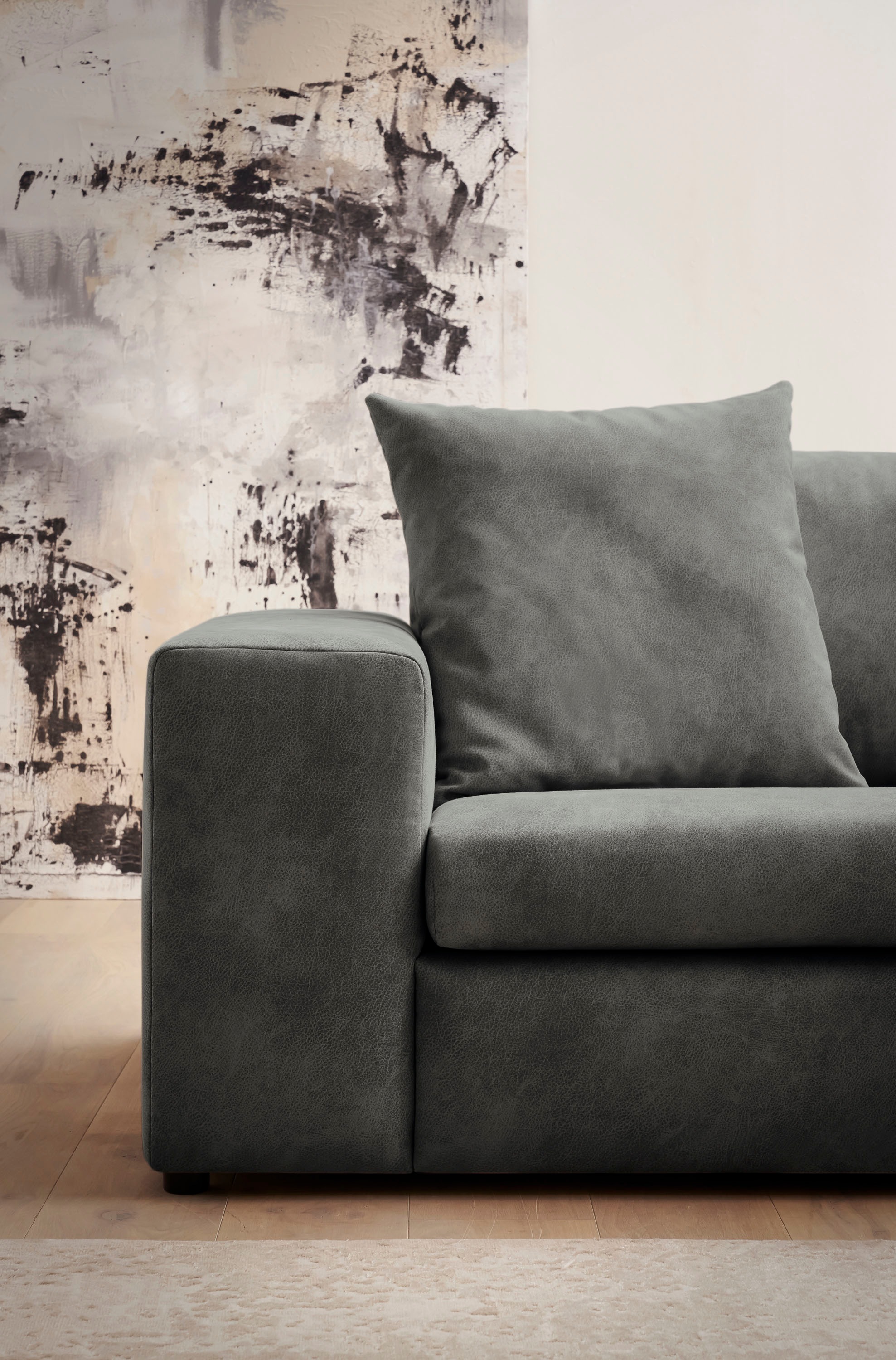 andas Ecksofa »SLEETLAND XXL in Samtvelours oder Vintage-Leder-Optik, L-Form,«, besonders gross und bequem