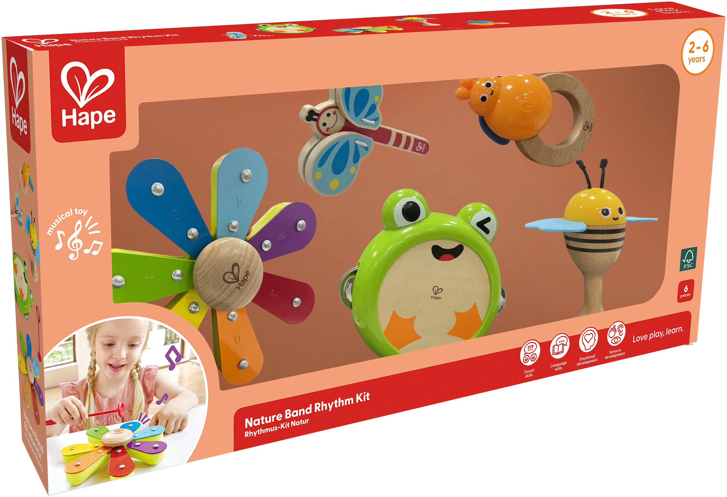 Hape Spielzeug-Musikinstrument »Rhythmus-Kit Natur«, (Set)