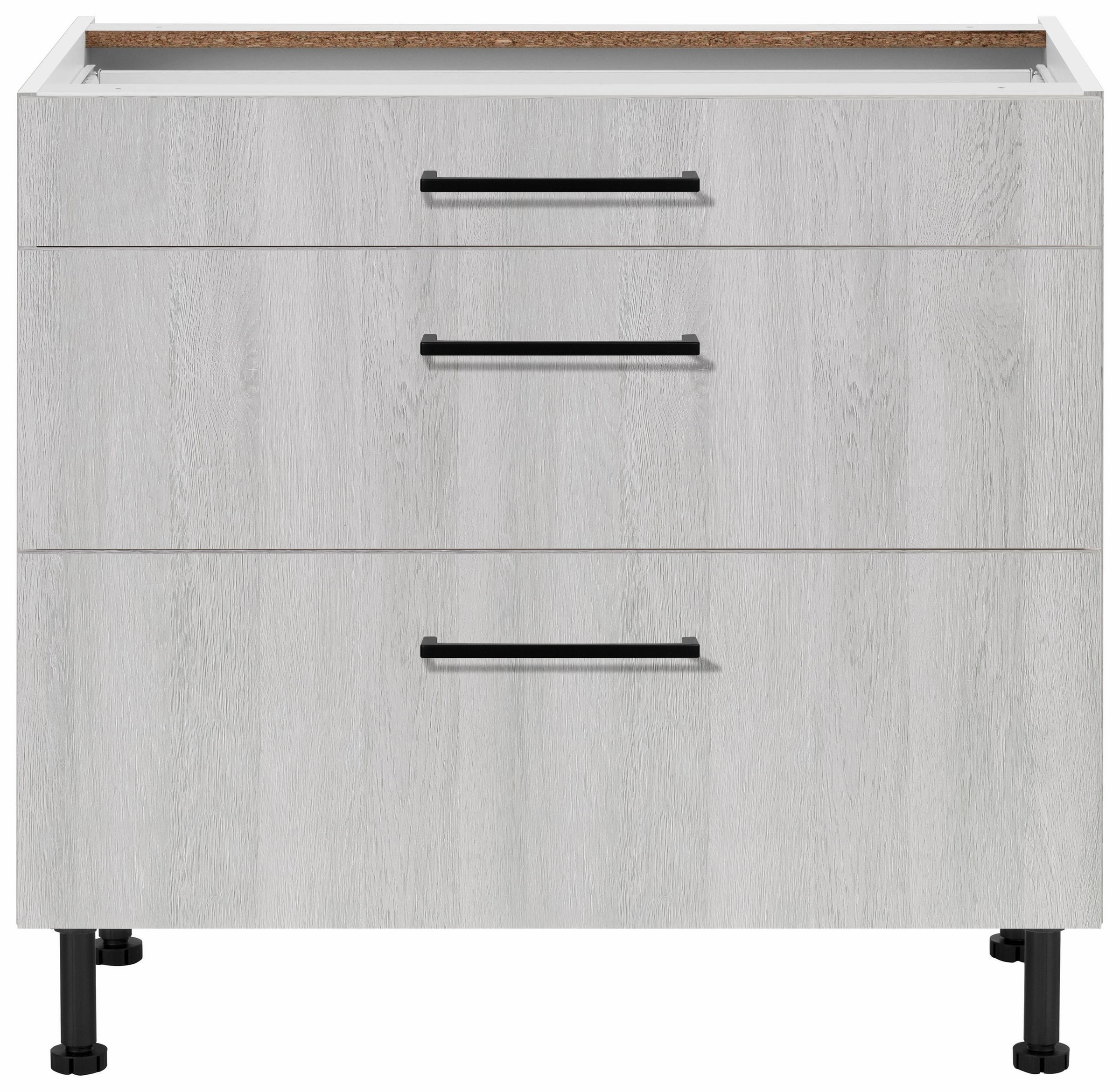 wiho Küchen Unterschrank »Nisos«, 90 cm breit, Soft-Close in Schubladen, verstellbare Füsse, ohne Platte