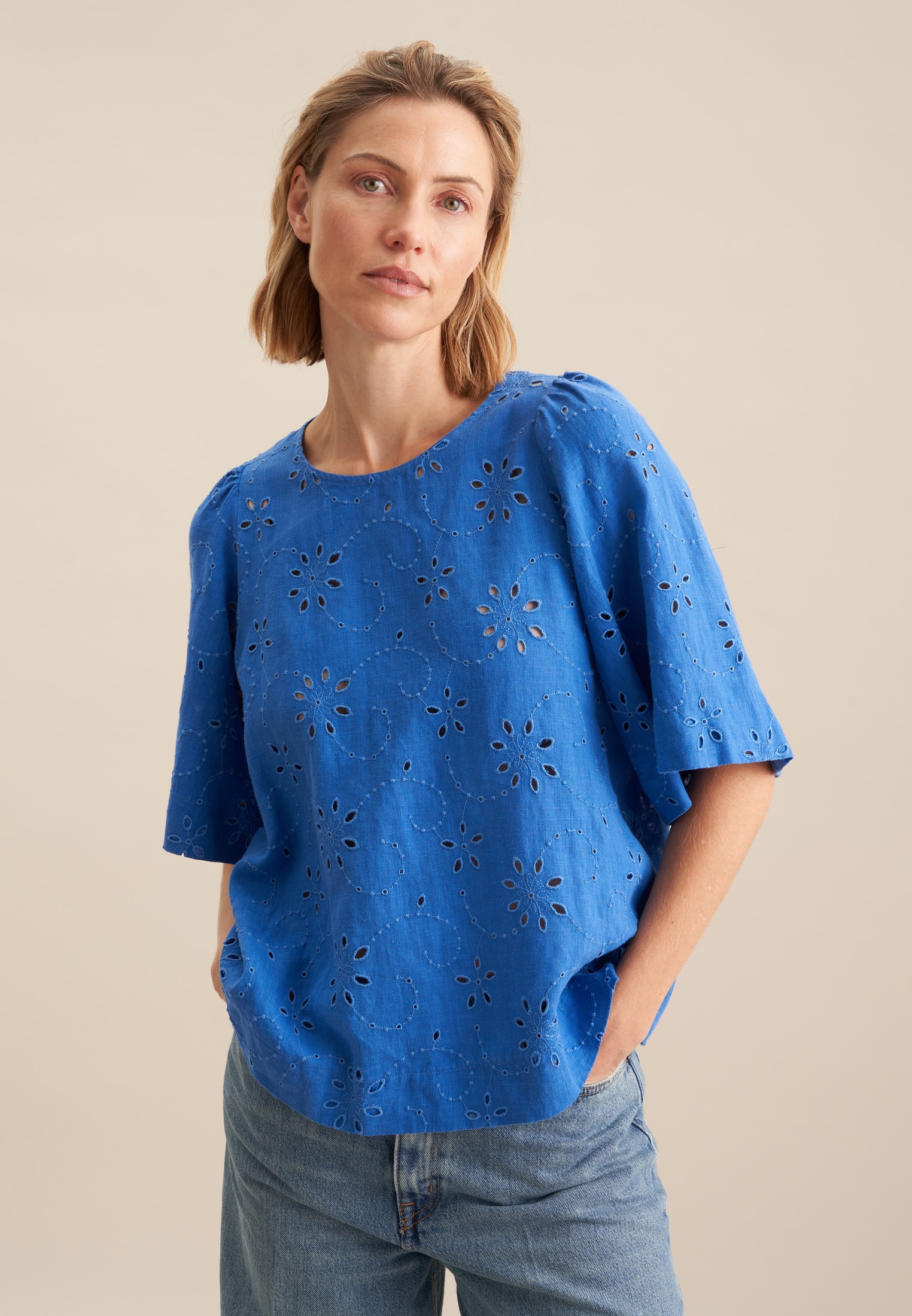 seidensticker Shirtbluse »Schwarze Rose« 1/2 Rundhals Stickerei