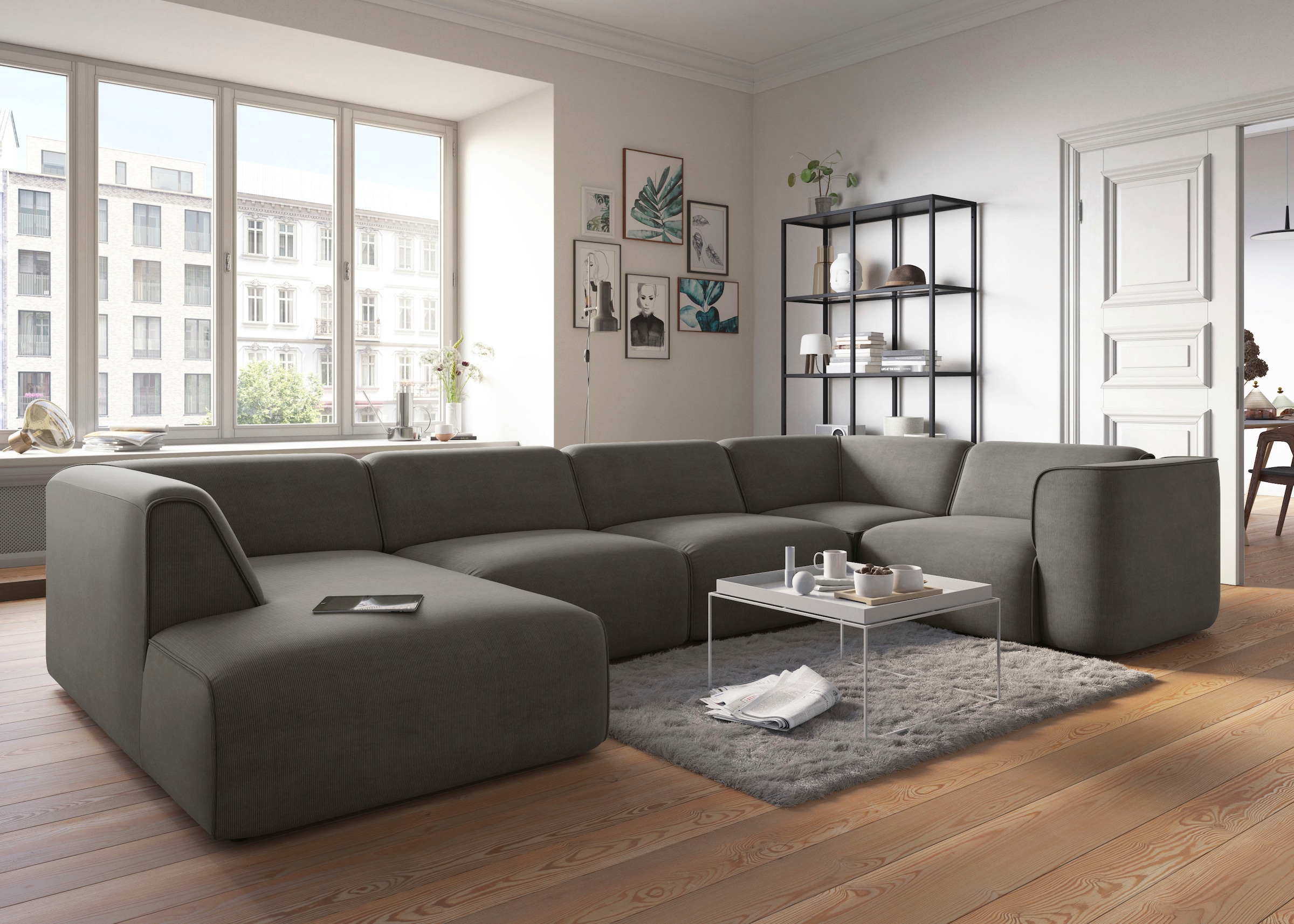 RAUM.ID Wohnlandschaft »Merid U-Form, jederzeit durch Module erweiterbar, B/T/H: 367/206/70 cm«, als Modul oder separat verwendbar, für individuelle Zusammenstellung