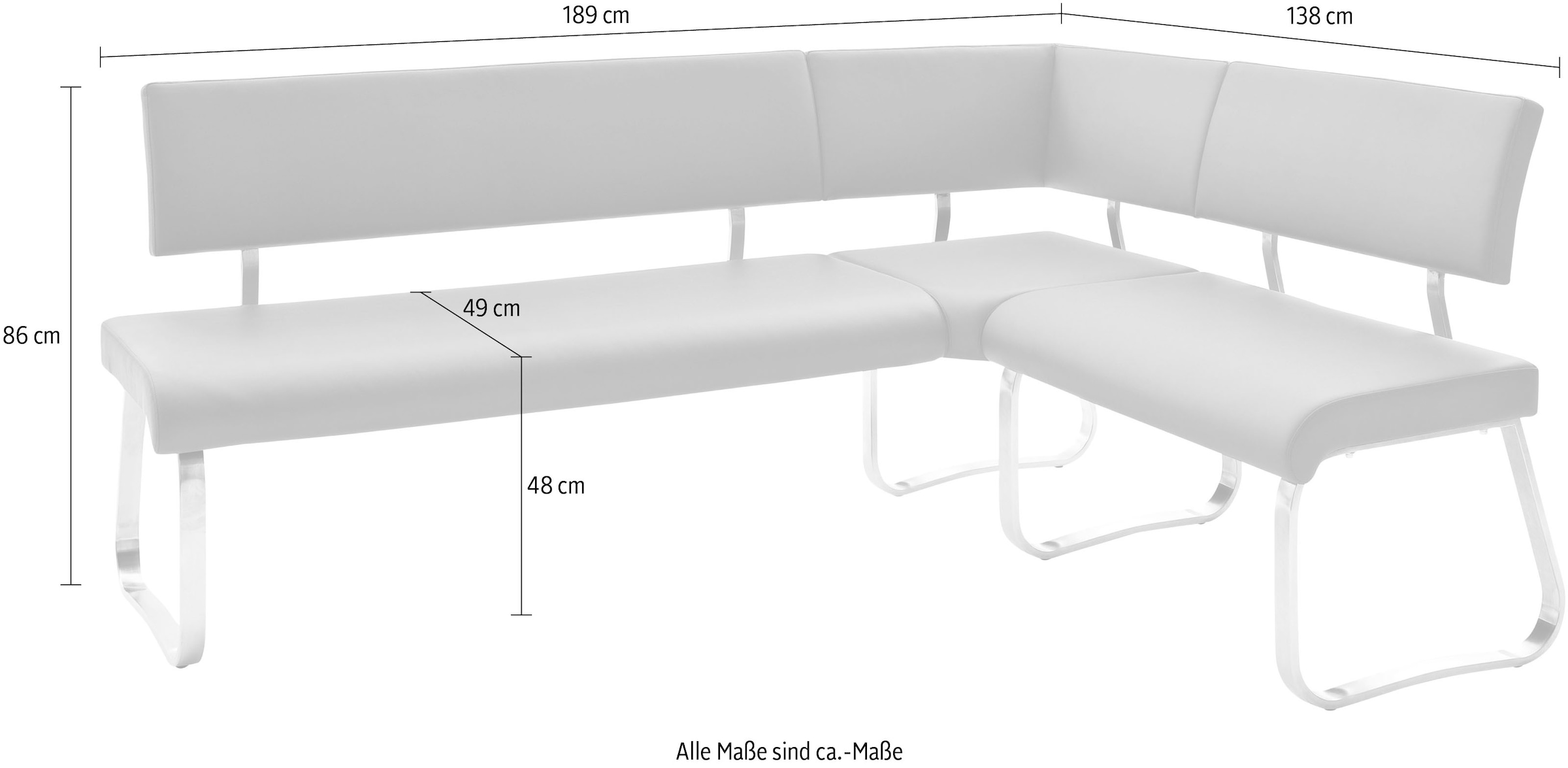 MCA furniture kg bis »Arco«, Eckbank online Eckbank cm, im stellbar, frei | 200 shoppen belastbar Breite Raum 500 Jelmoli-Versand