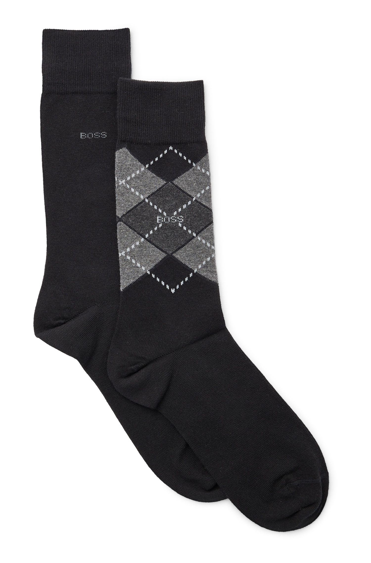 BOSS Socken »2P RS Argyle CC« Packung, 2er Pack, 2 Paar tlg. mit BOSS Schriftzug