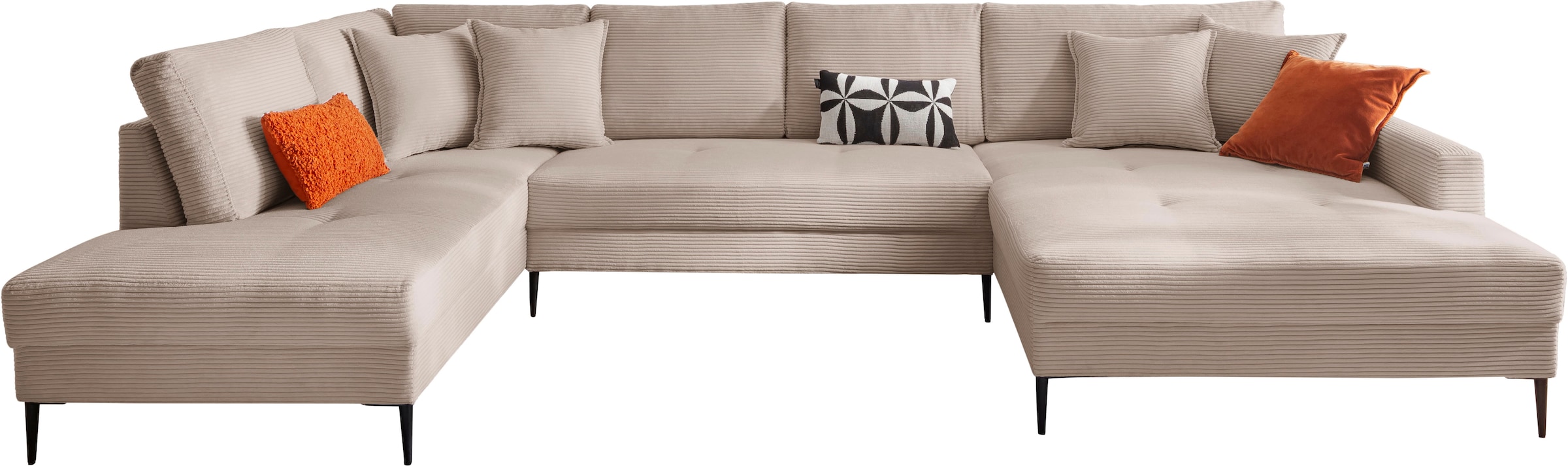 Trends by HG Wohnlandschaft »Summer U-Form«, in Cord-Stoff mit Metallfuss