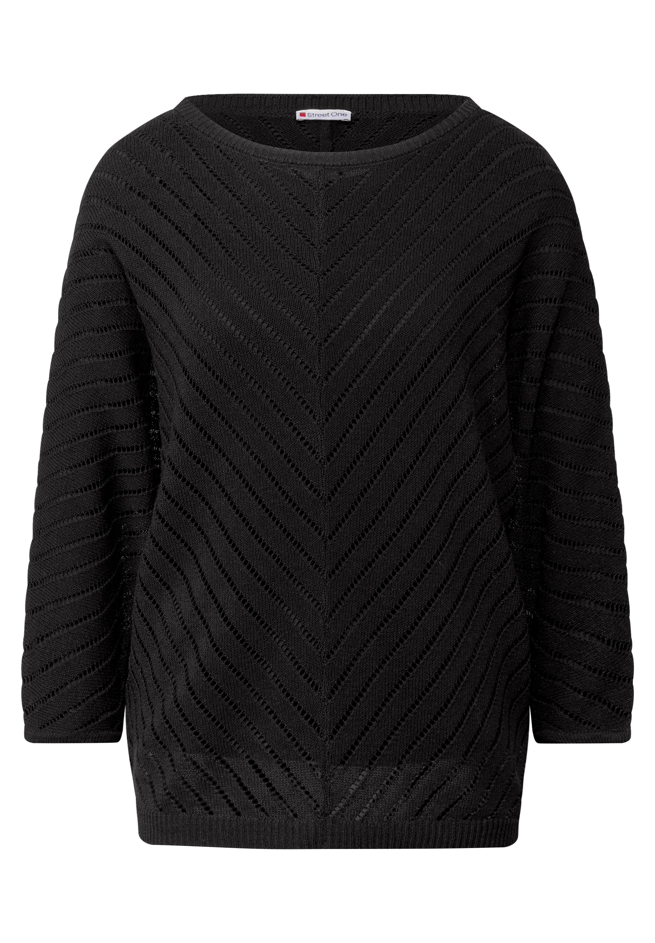 STREET ONE Strickpullover, mit durchscheinenden Häkel-Details und grafischem Muster