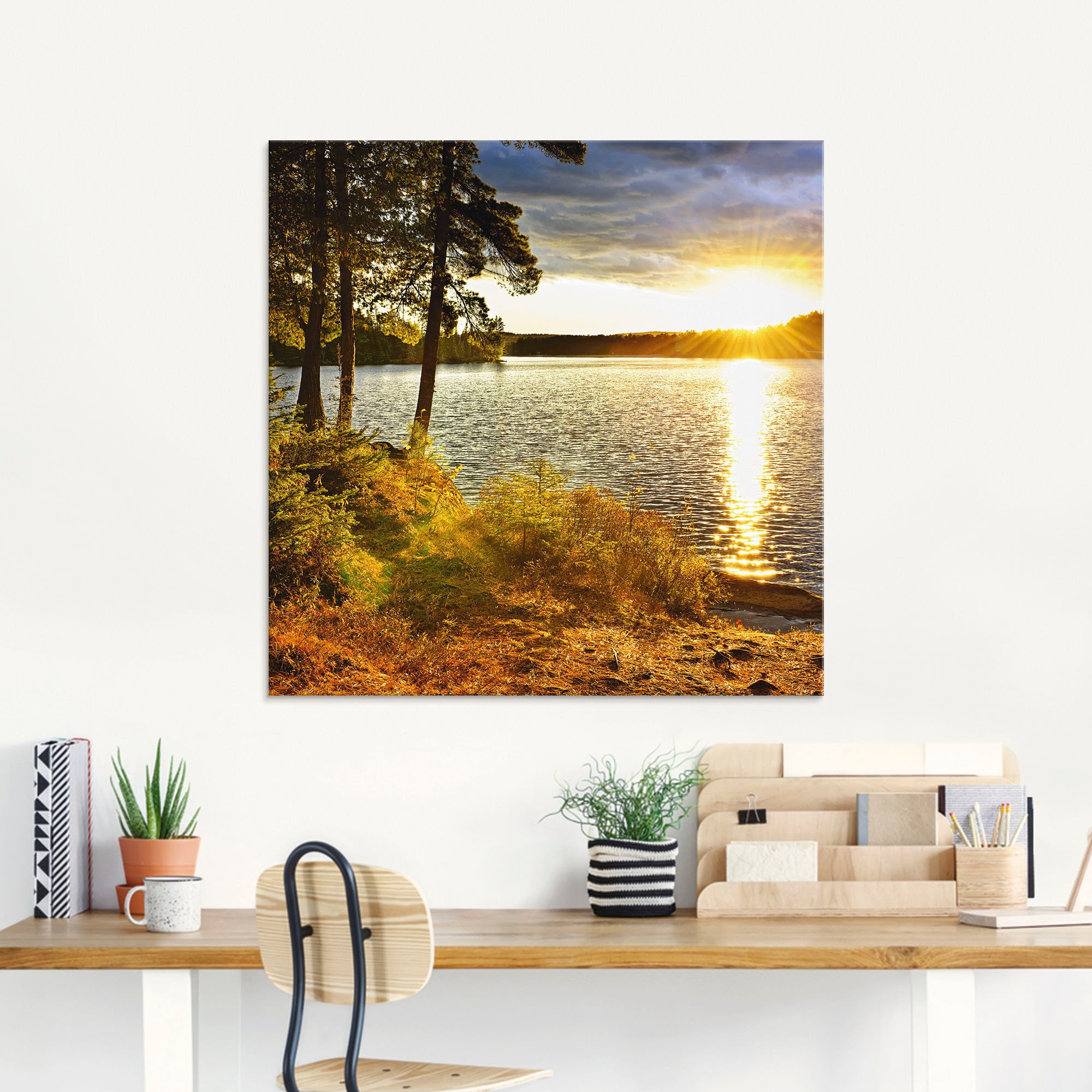 Artland Glasbild »Sonnenuntergang über See Algonquin Park«, Sonnenaufgang & -untergang, (1 St.), in verschiedenen Grössen