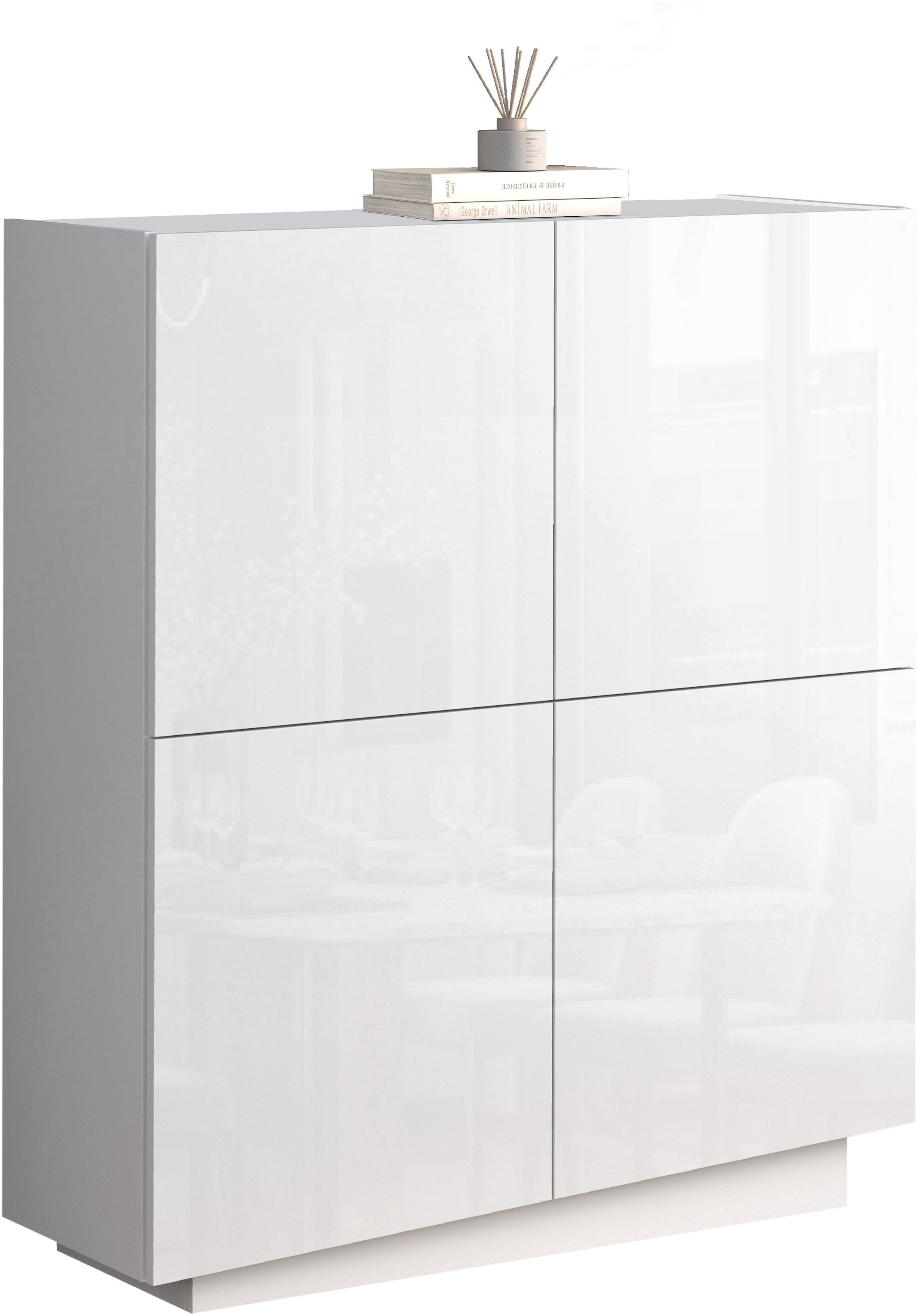 INOSIGN Highboard »VELA, Highboard, Höhe 120 cm,Design mit schrägen Türen«, (1 St.), Made in Italy, Masse-B/T/H: 100x35x120,hohes Sideboard,Anrichte,Kommode
