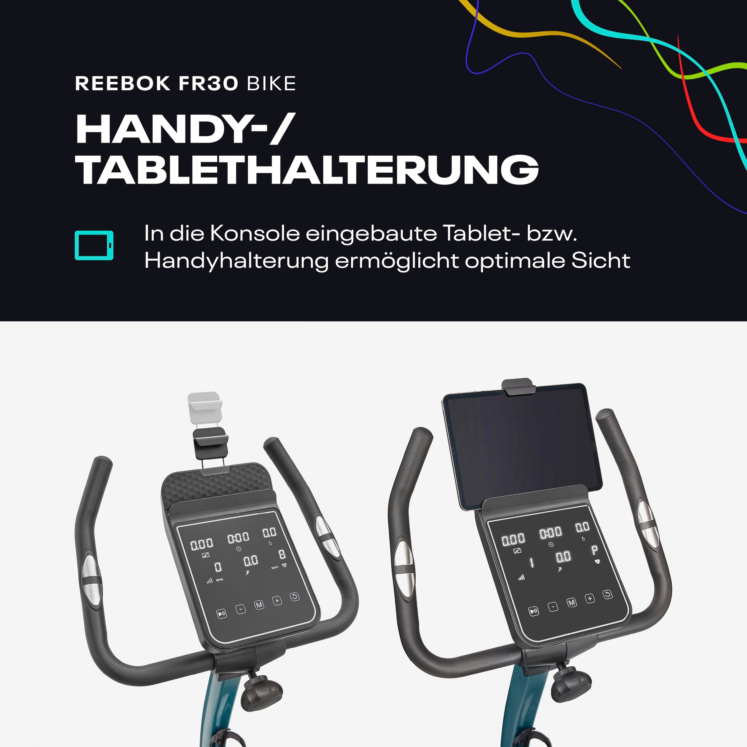 Reebok Ergometer »FR30«, (mit Tablet-Halterung und integr. Lautsprechern), Schwungmasse ca. 4,5 kg, 18 Widerstandsstufen