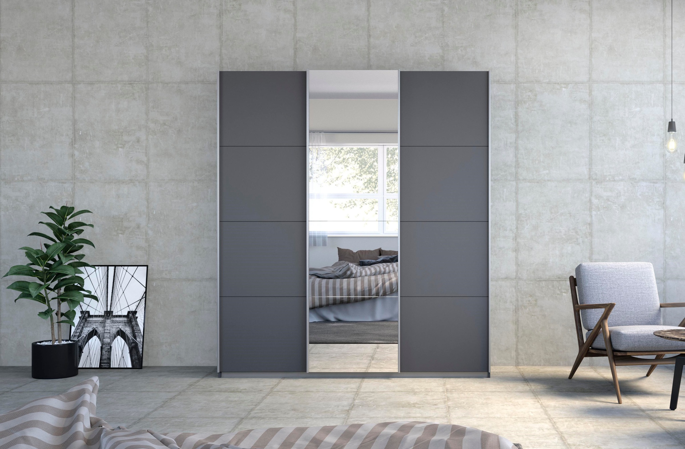 rauch Schwebetürenschrank »Kleiderschrank Schrank Garderobe Wäscheschrank TOMA«, inkl. Regaleinsatz sowie zusätzlichen Einlegeböden MADE IN GERMANY