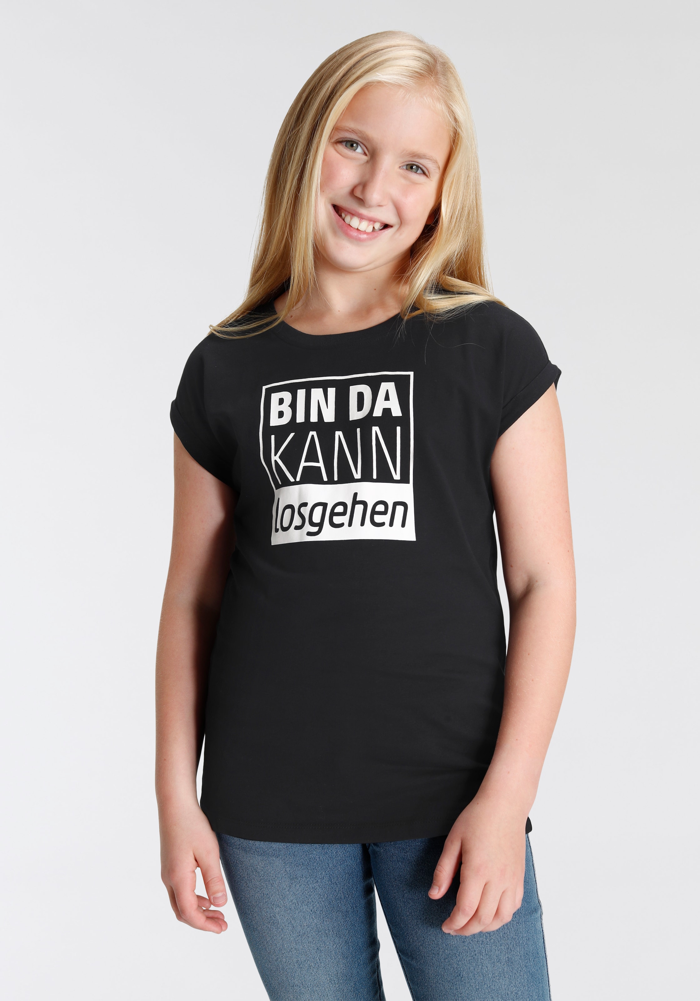Form kaufen in weiter kann »Bin ✵ günstig T-Shirt da losgehen«, legerer | Jelmoli-Versand KIDSWORLD